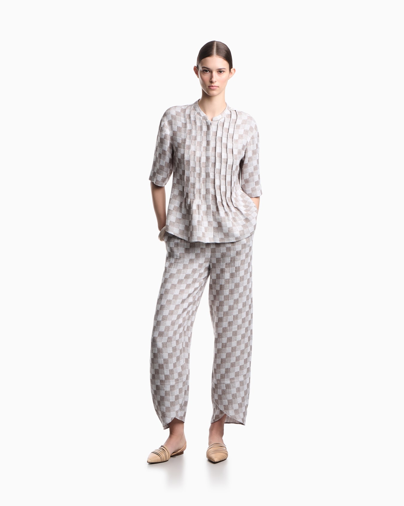 Check linen gauze top Slide 1