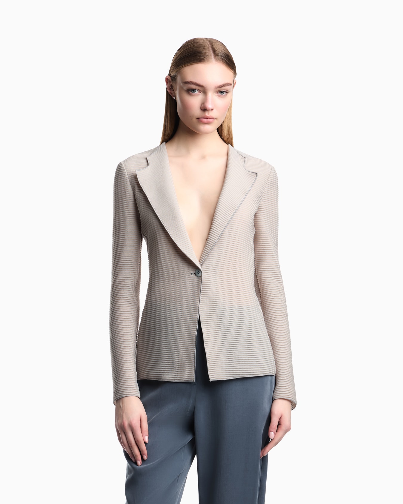 Chaqueta con solapas en tela canneté Diapositiva 3