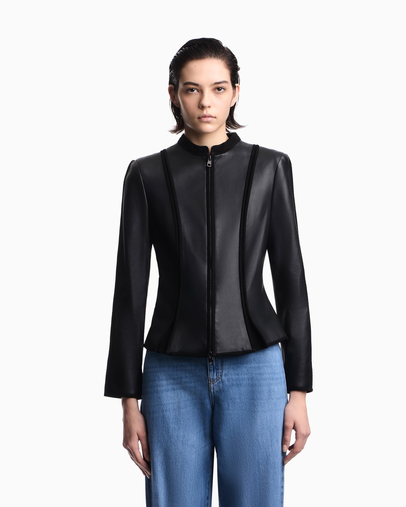 Nappa leather jacket with ASV suede piping Diapositive 3