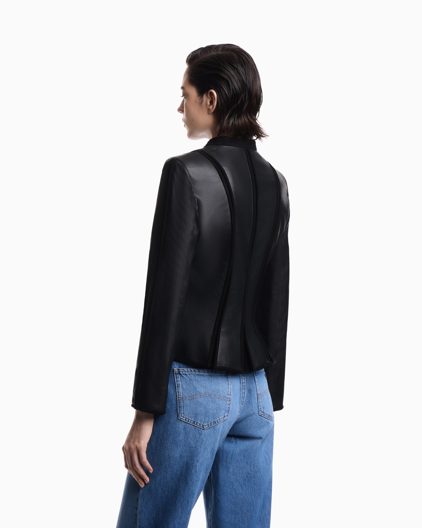 Nappa leather jacket with ASV suede piping Diapositive 2