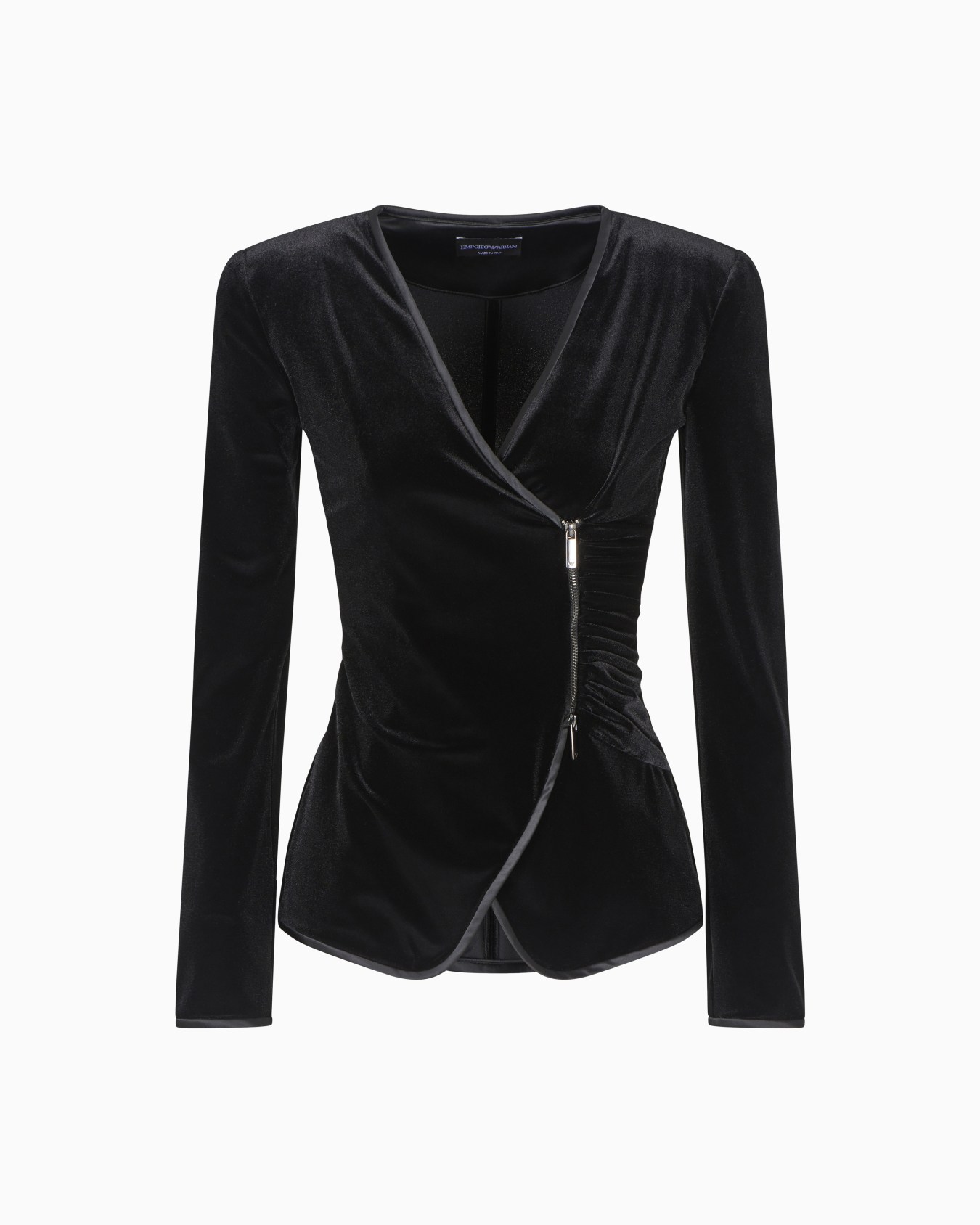 Chenille jersey jacket with off-centre closure  Slide 0