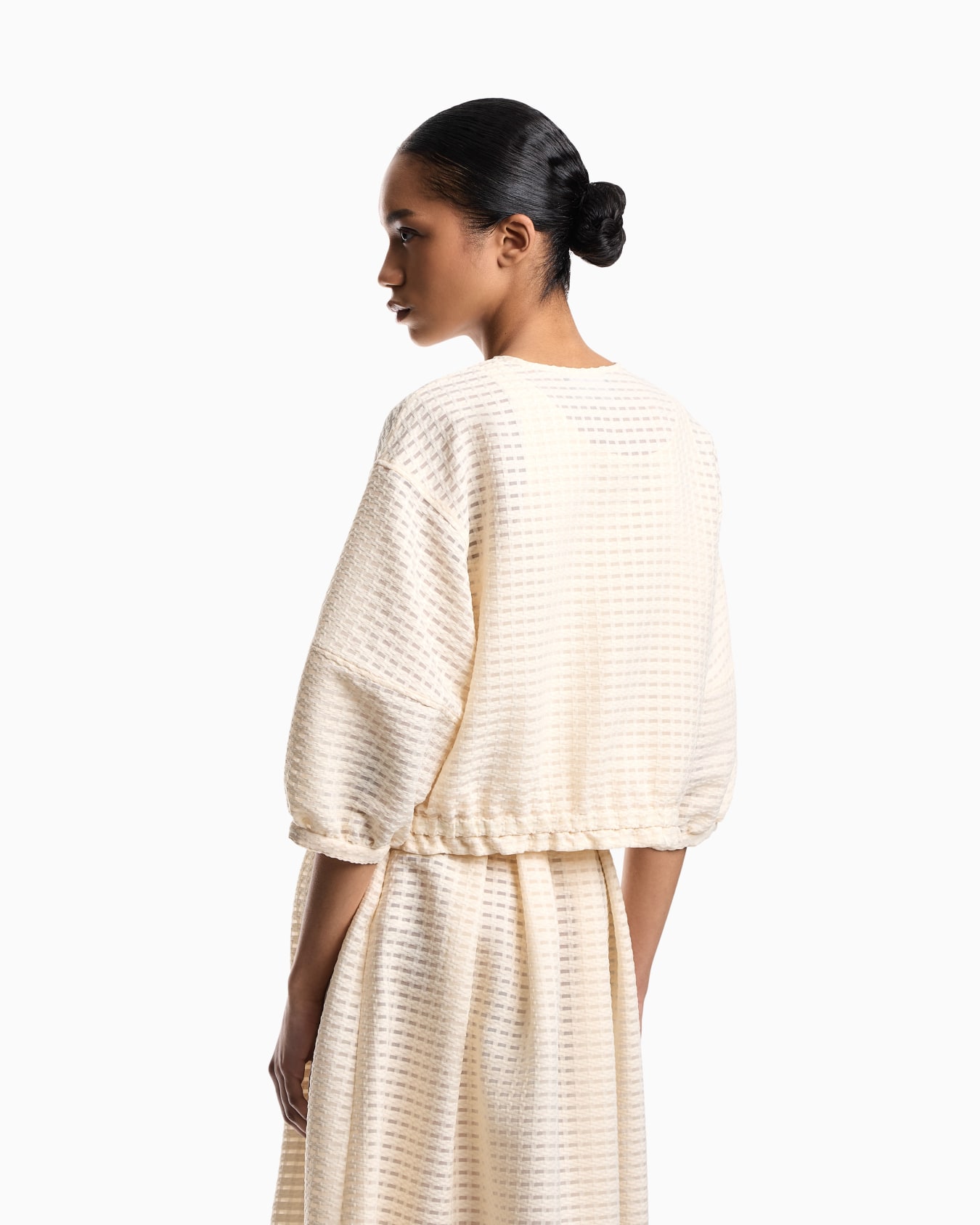 Giacca in tessuto jacquard effetto vichy 3D Slide 3