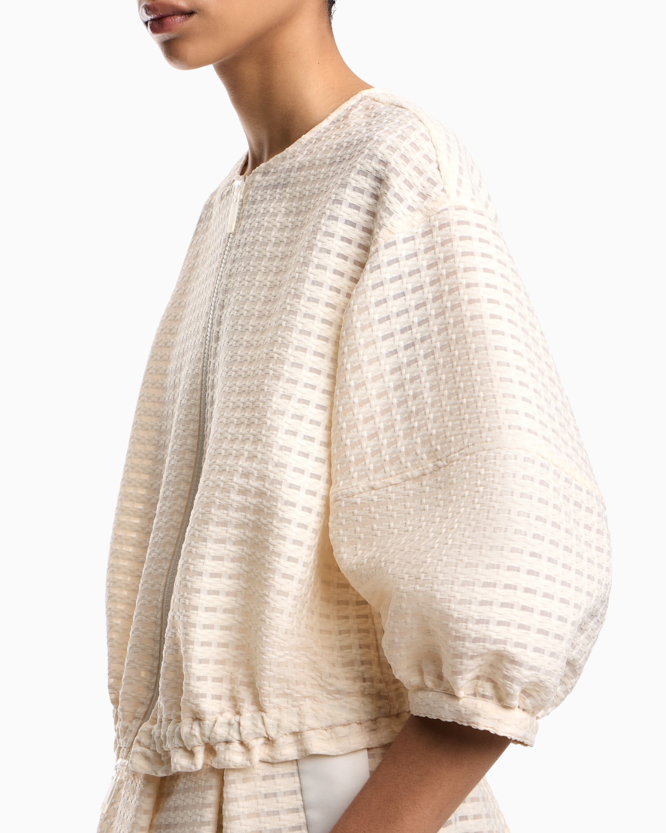 Giacca in tessuto jacquard effetto vichy 3D Slide 4