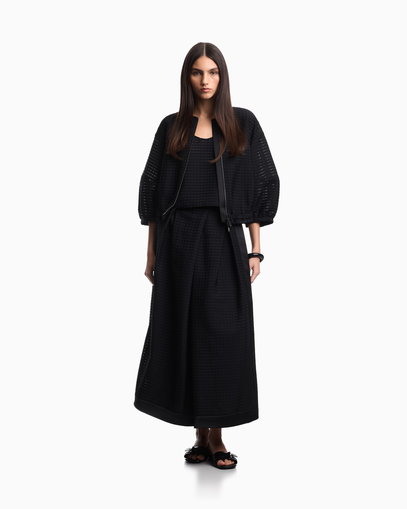 3D gingham jacquard fabric jacket Slide 1