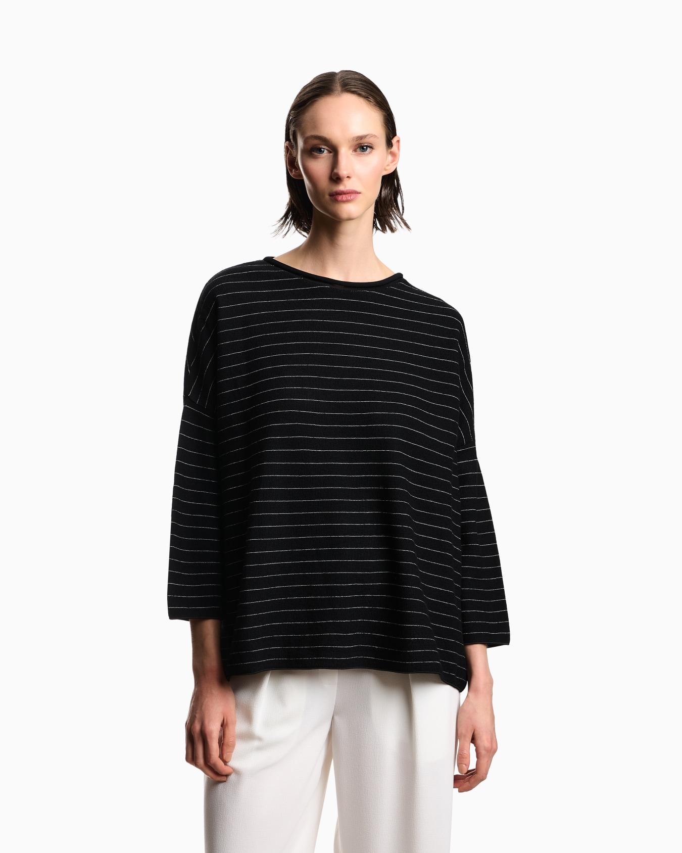 Pullover aus einer Jersey-Woll-Mischung mit Nadelstreifen-Muster Folie 3