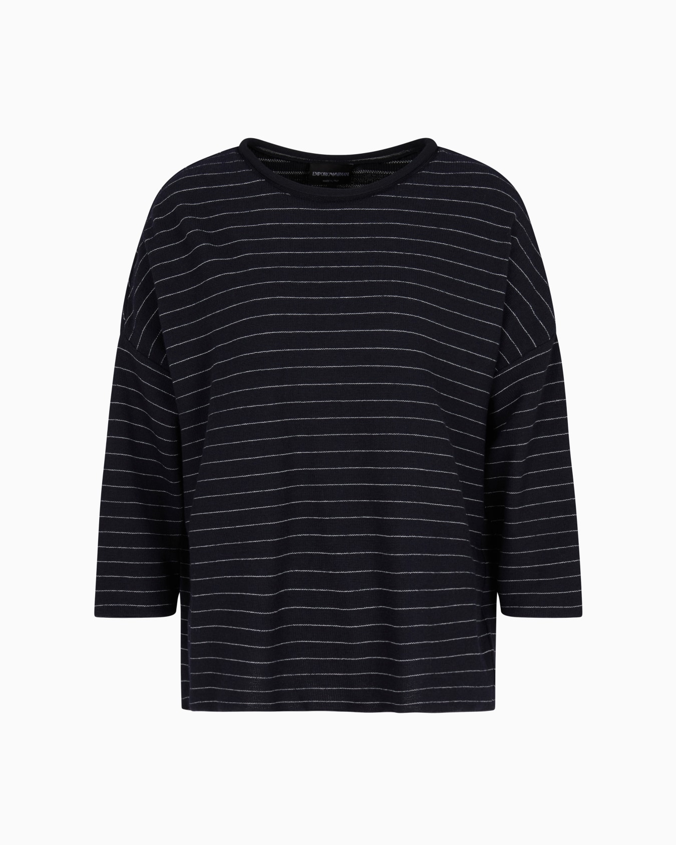 Maglione in jersey misto lana con motivo gessato Slide 0