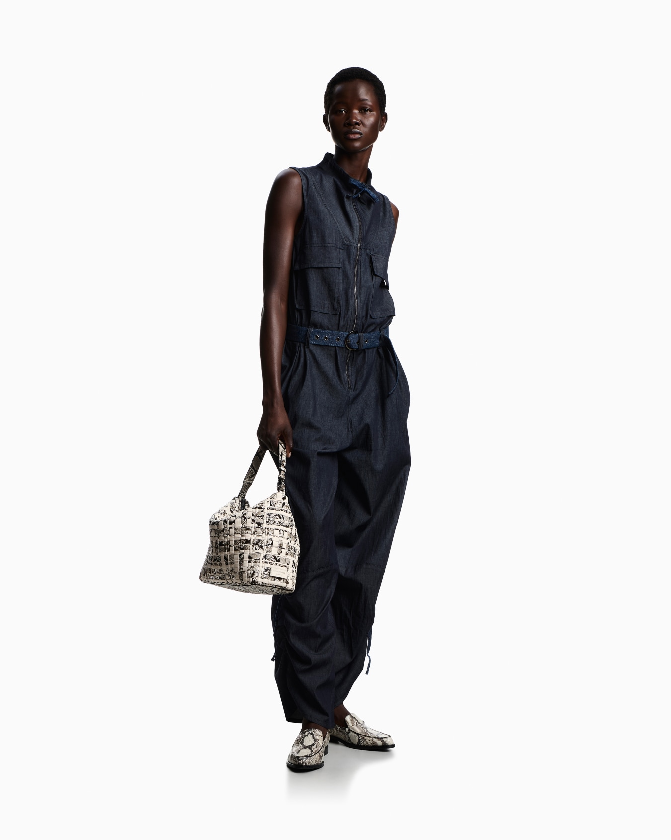 Lightweight denim jumpsuit with embroidery on the pocket Slide 2