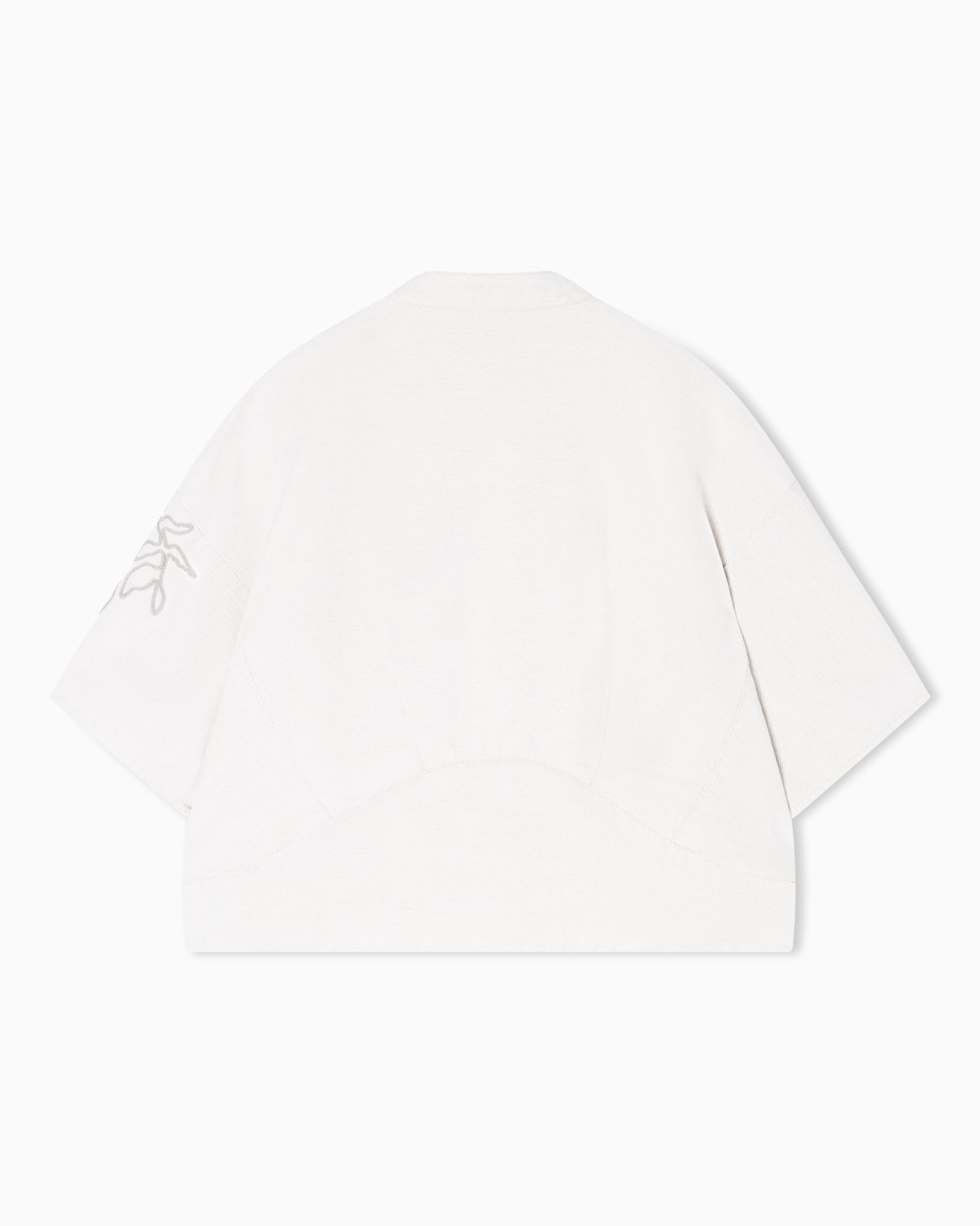 Linen-blend canvas shirt jacket with embroidery Slide 3