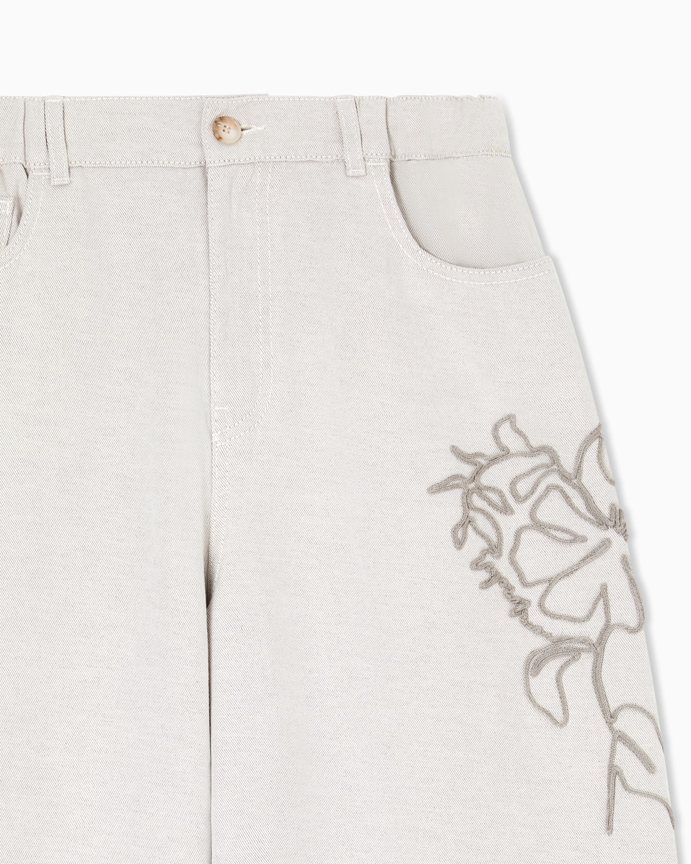 J1H loose-fit linen-blend canvas jeans with embroidery Slide 4