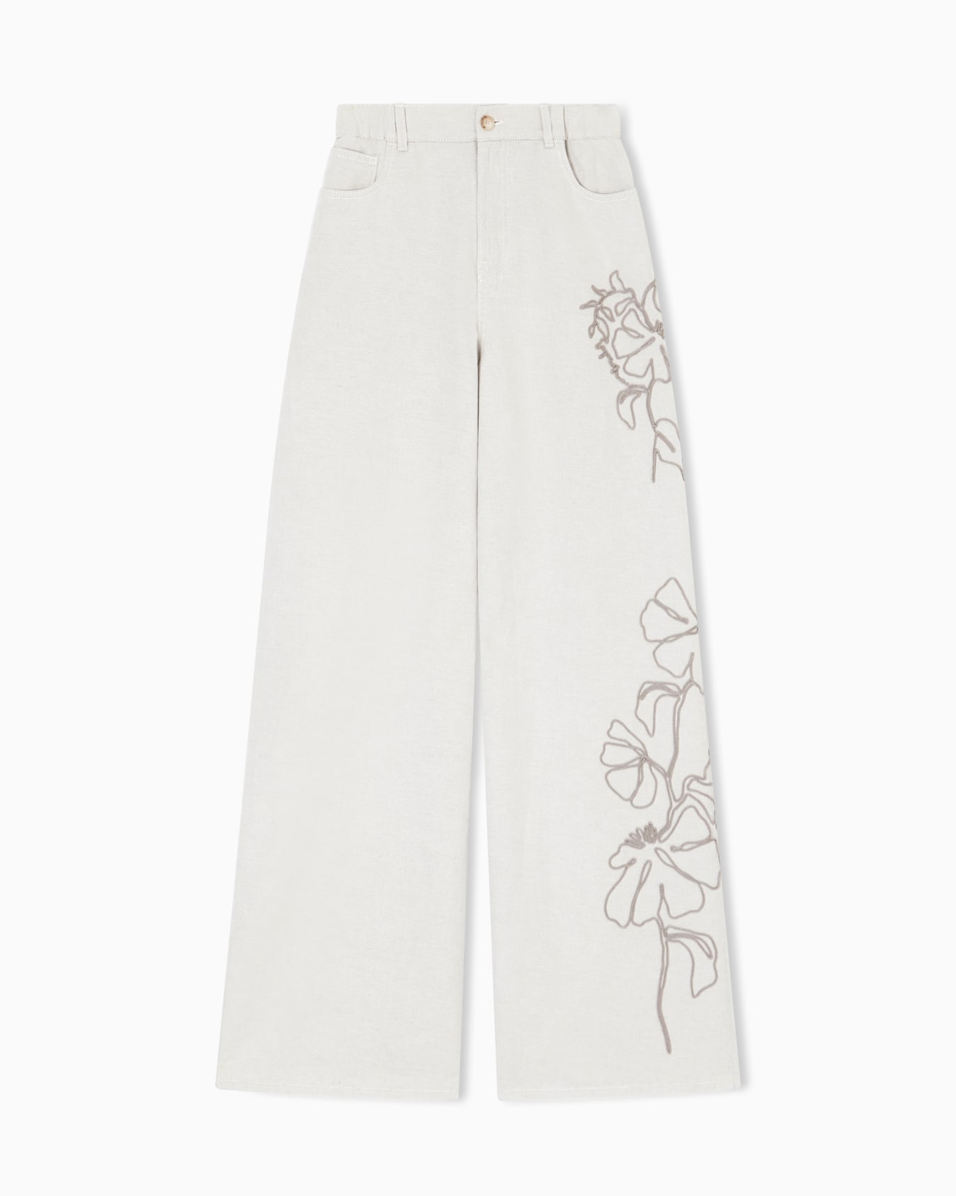 J1H loose-fit linen-blend canvas jeans with embroidery Slide 0
