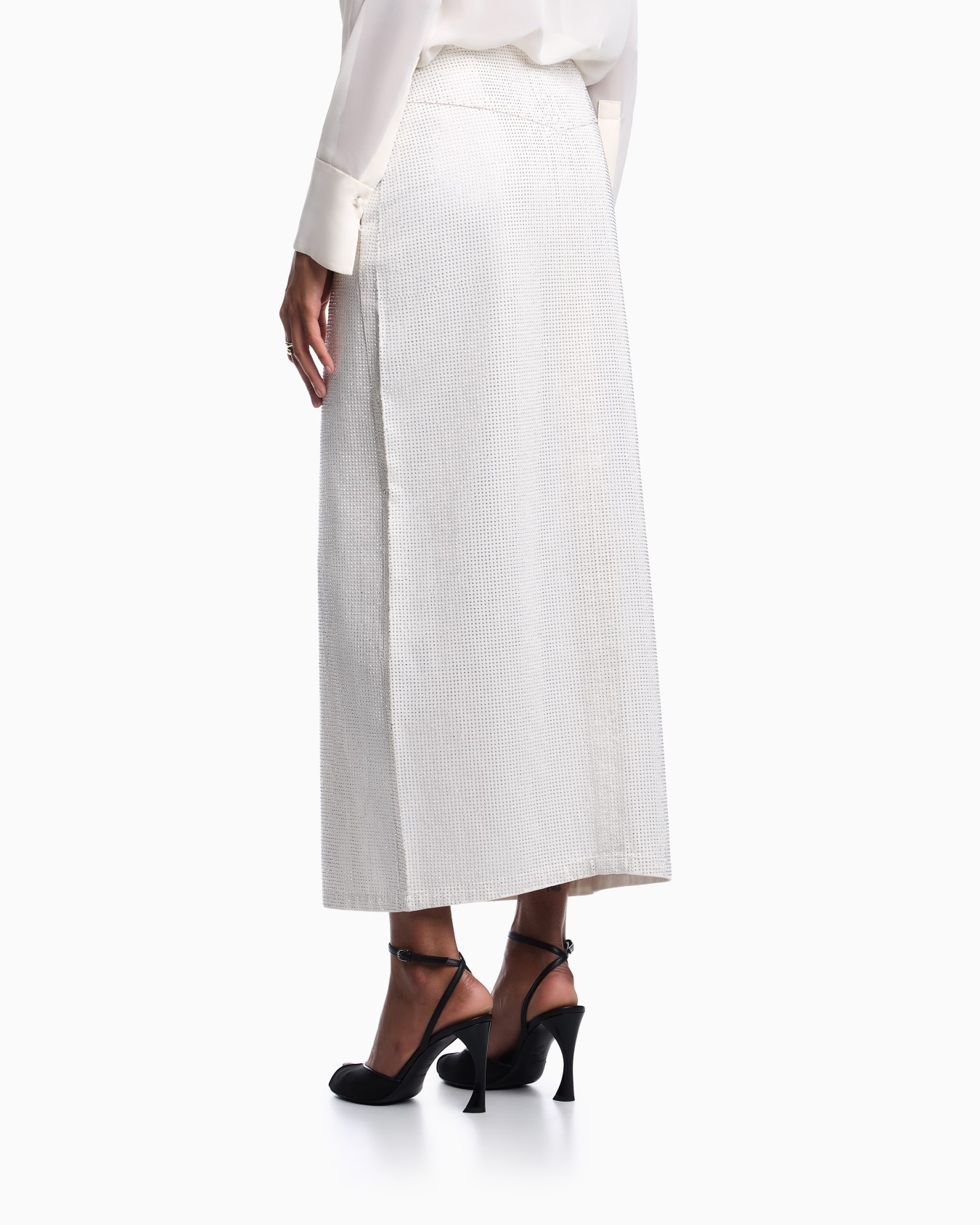 Long drill skirt with all-over micro studs Slide 2