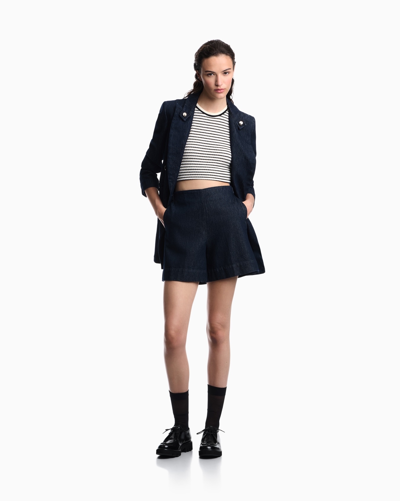 11 oz denim shorts with waistband detail Slide 1