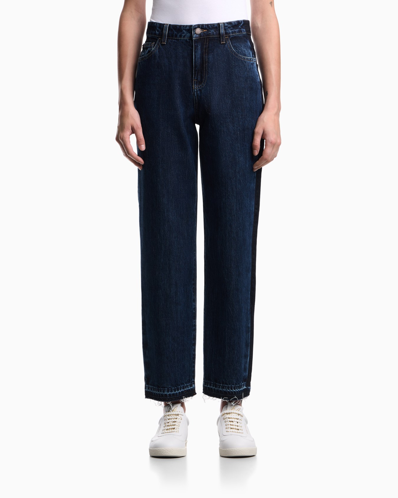 J3H regular-fit jeans in marbled denim with side band Slide 2