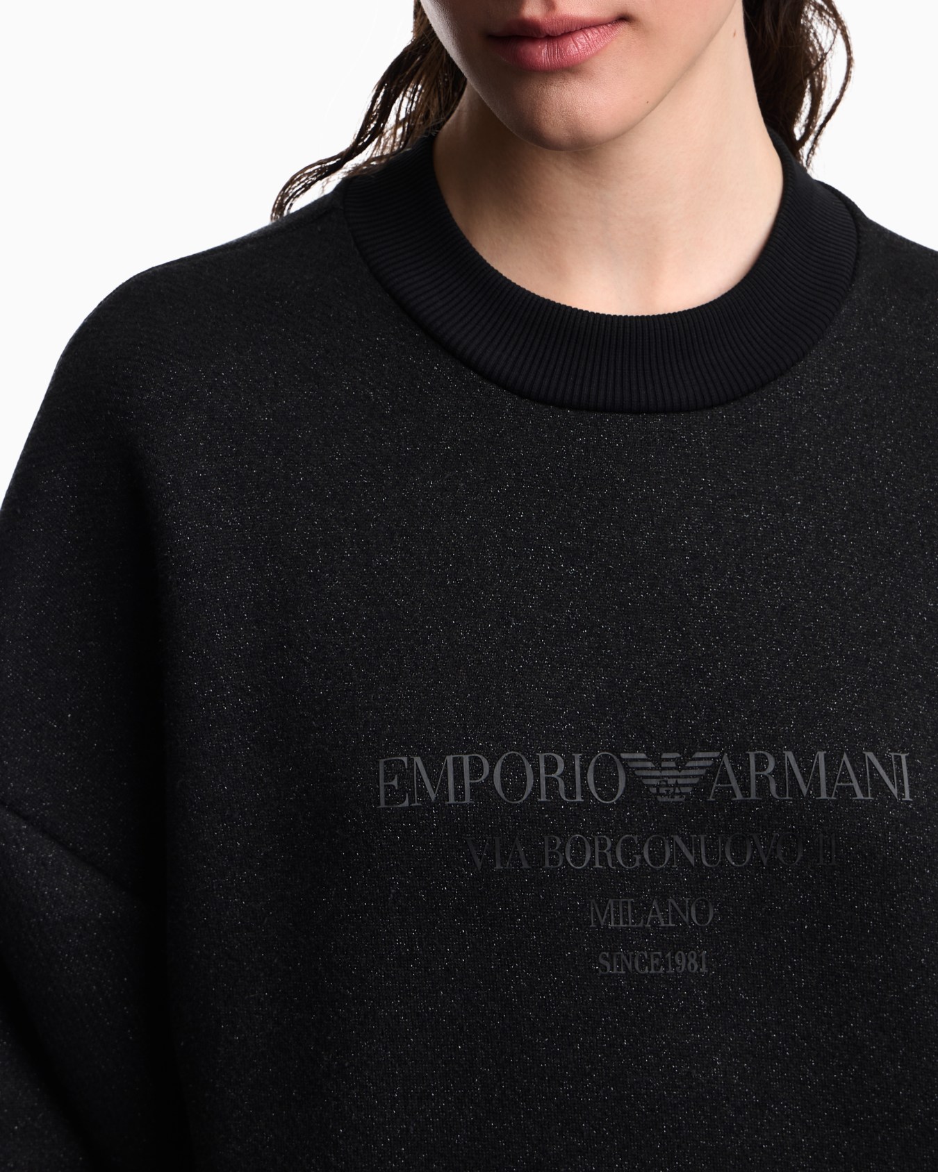 Sweat-shirt en jersey lurex avec logo brillant Diapositive 4