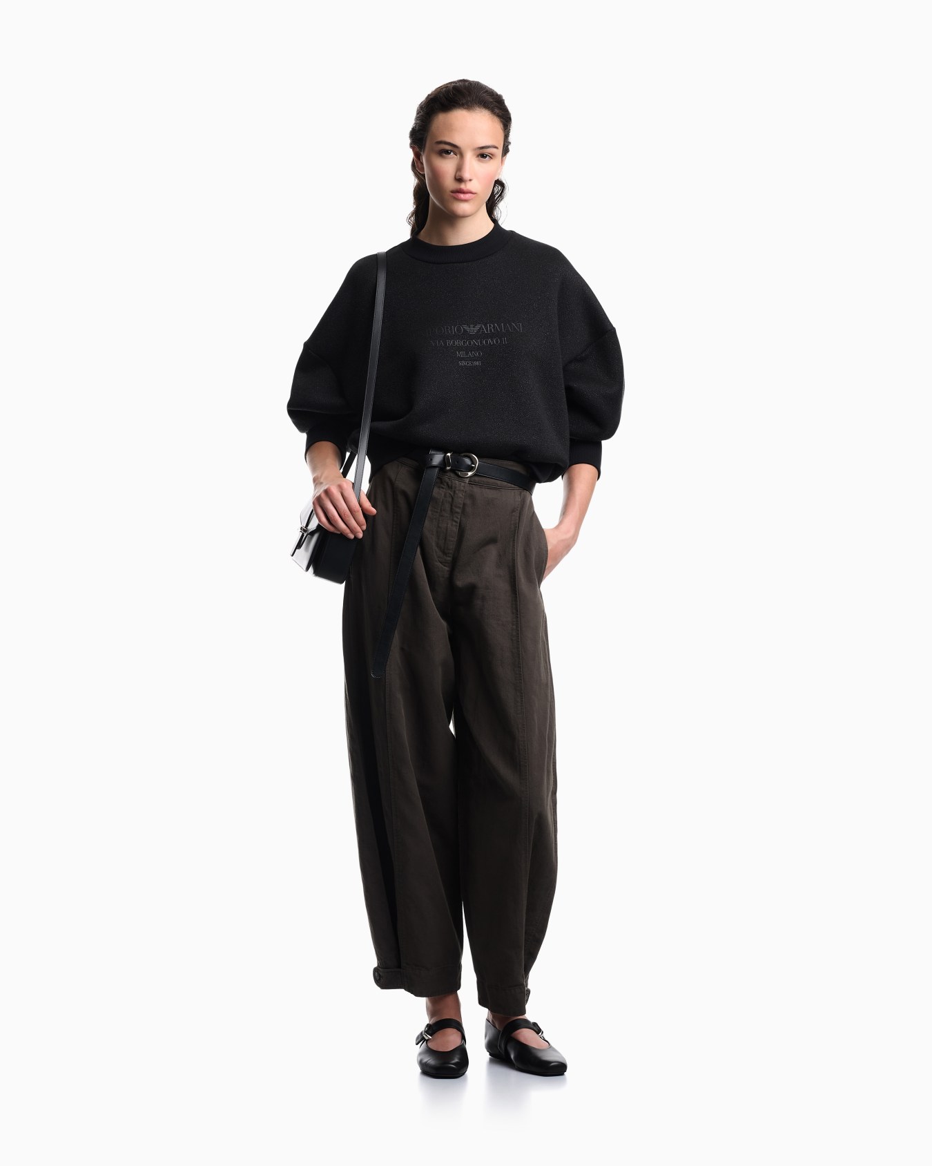 Sweat-shirt en jersey lurex avec logo brillant Diapositive 1