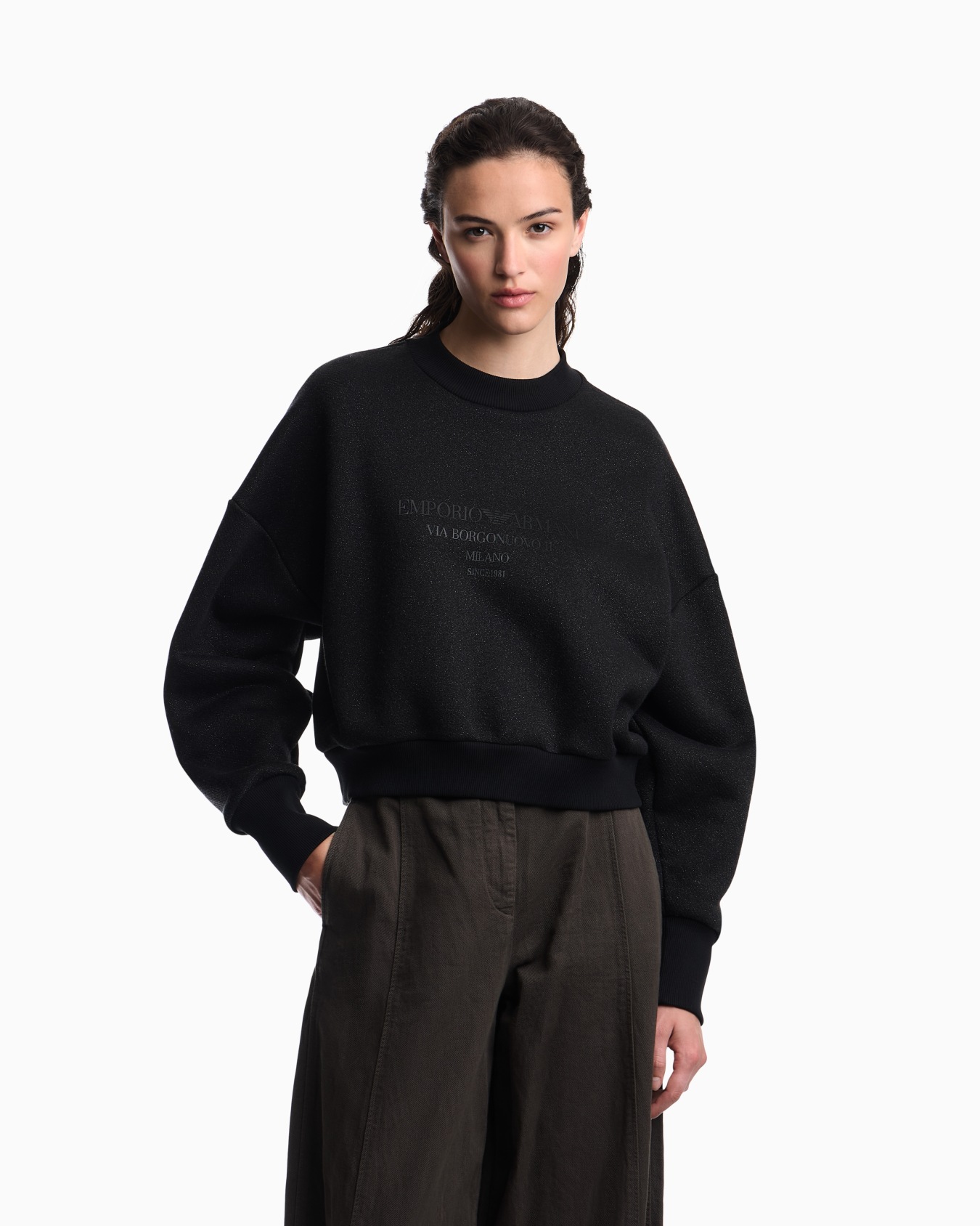 Sweat-shirt en jersey lurex avec logo brillant Diapositive 2