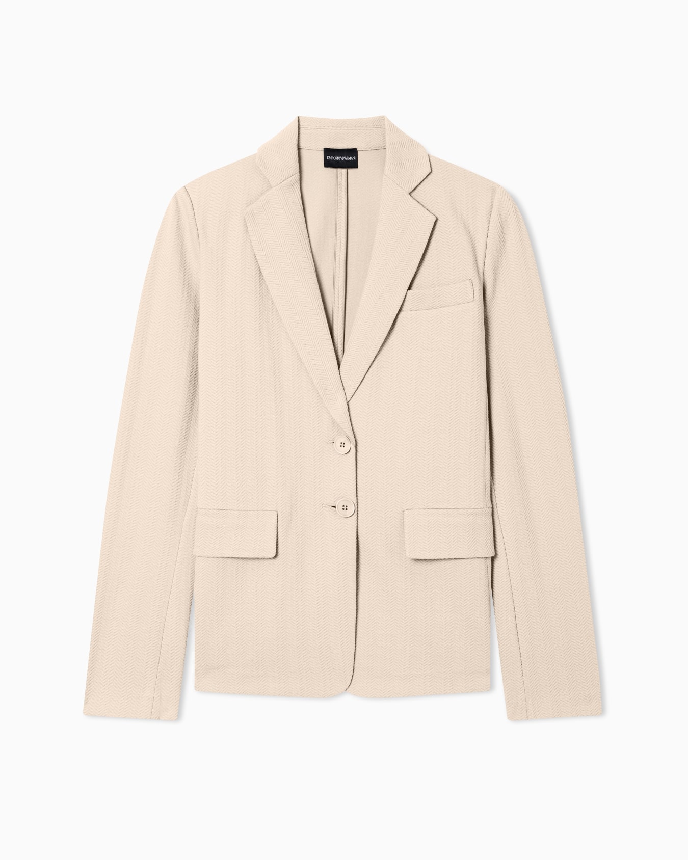 Single-breasted jacket in chevron-patterned stretch jersey Slide 0