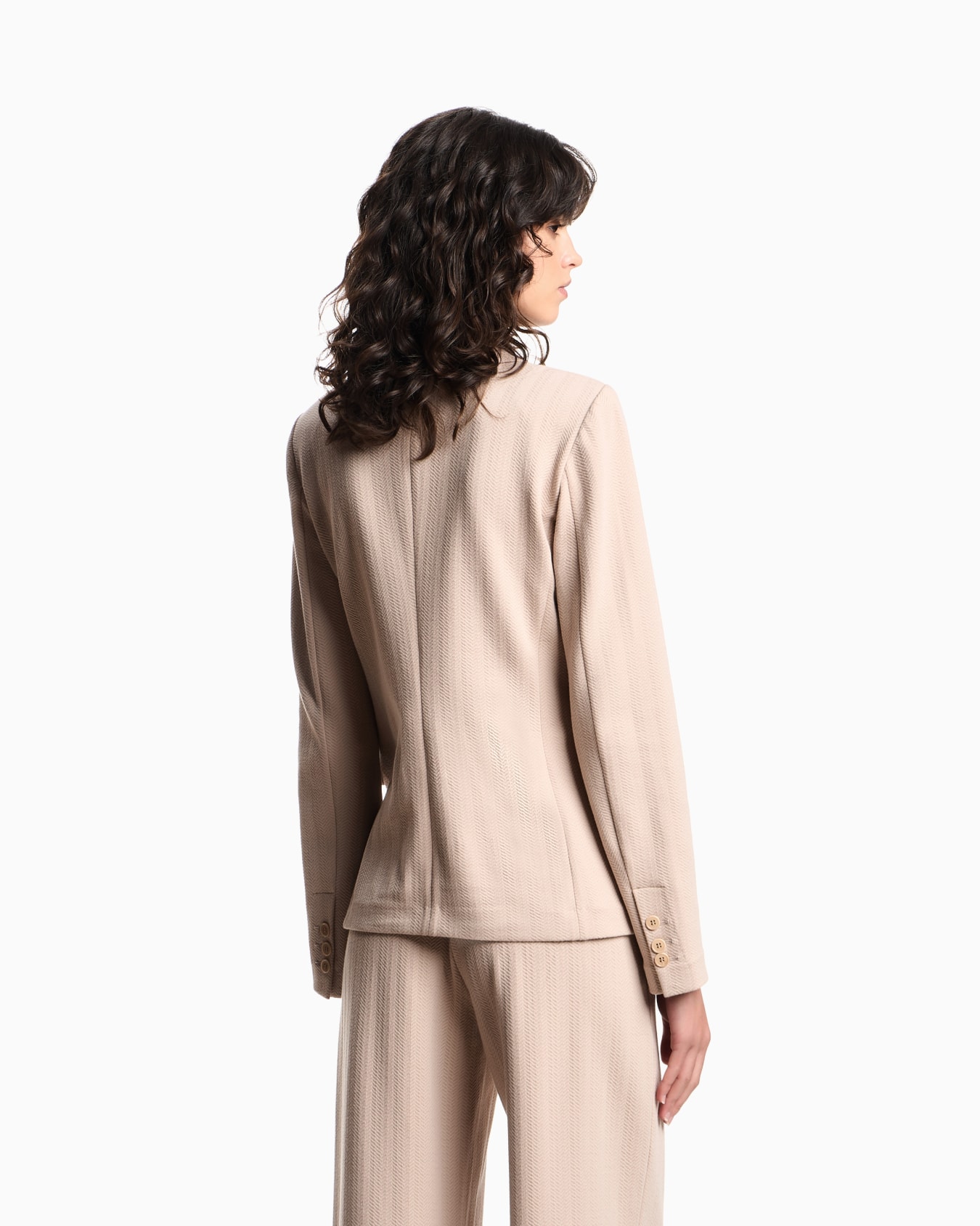 Single-breasted jacket in chevron-patterned stretch jersey Slide 2