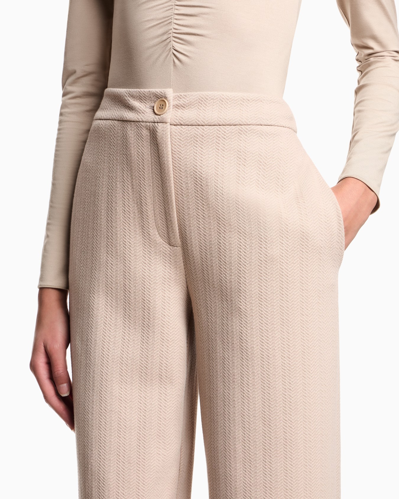 Chevron motif stretch jersey trousers Slide 4