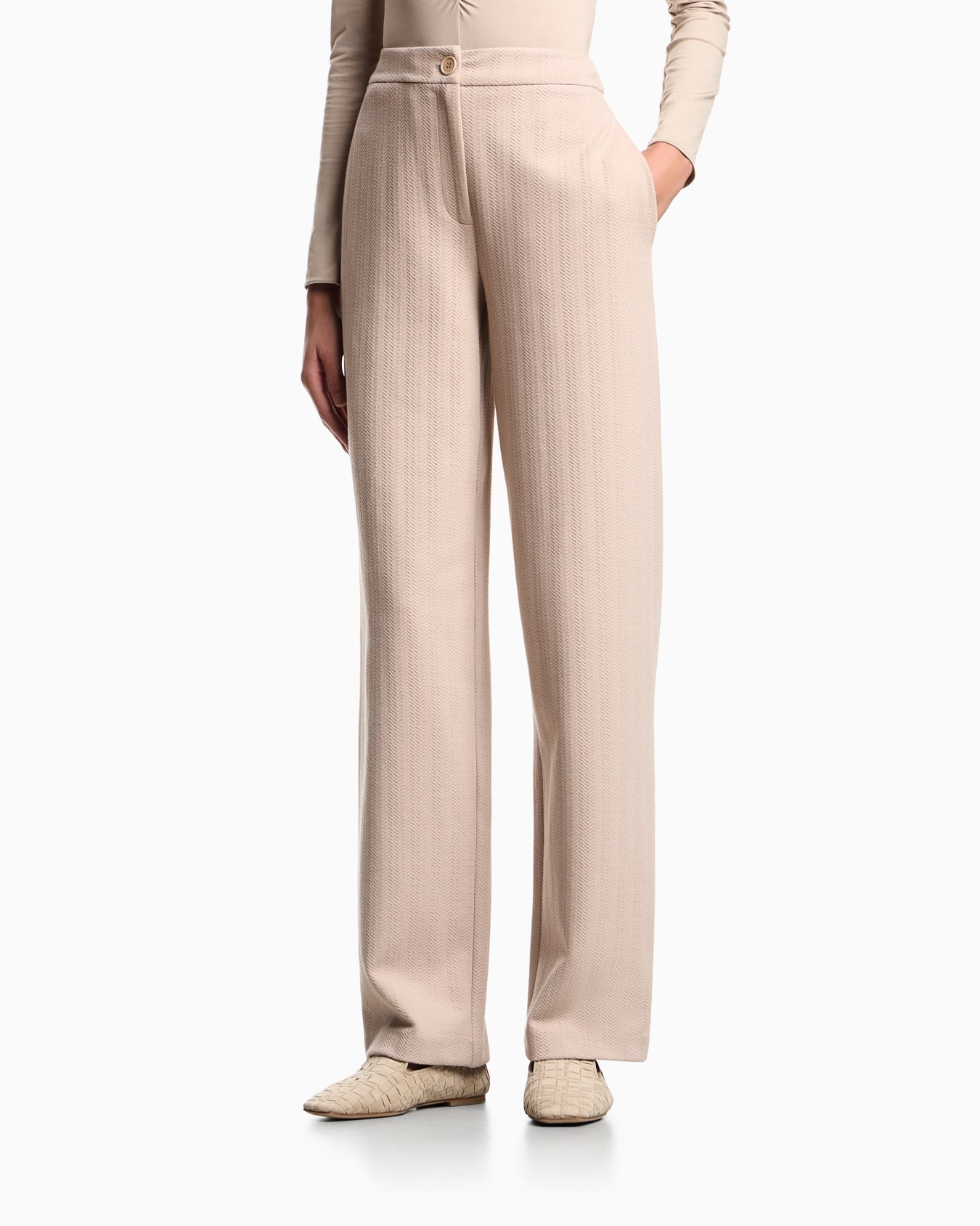 Chevron motif stretch jersey trousers Slide 3