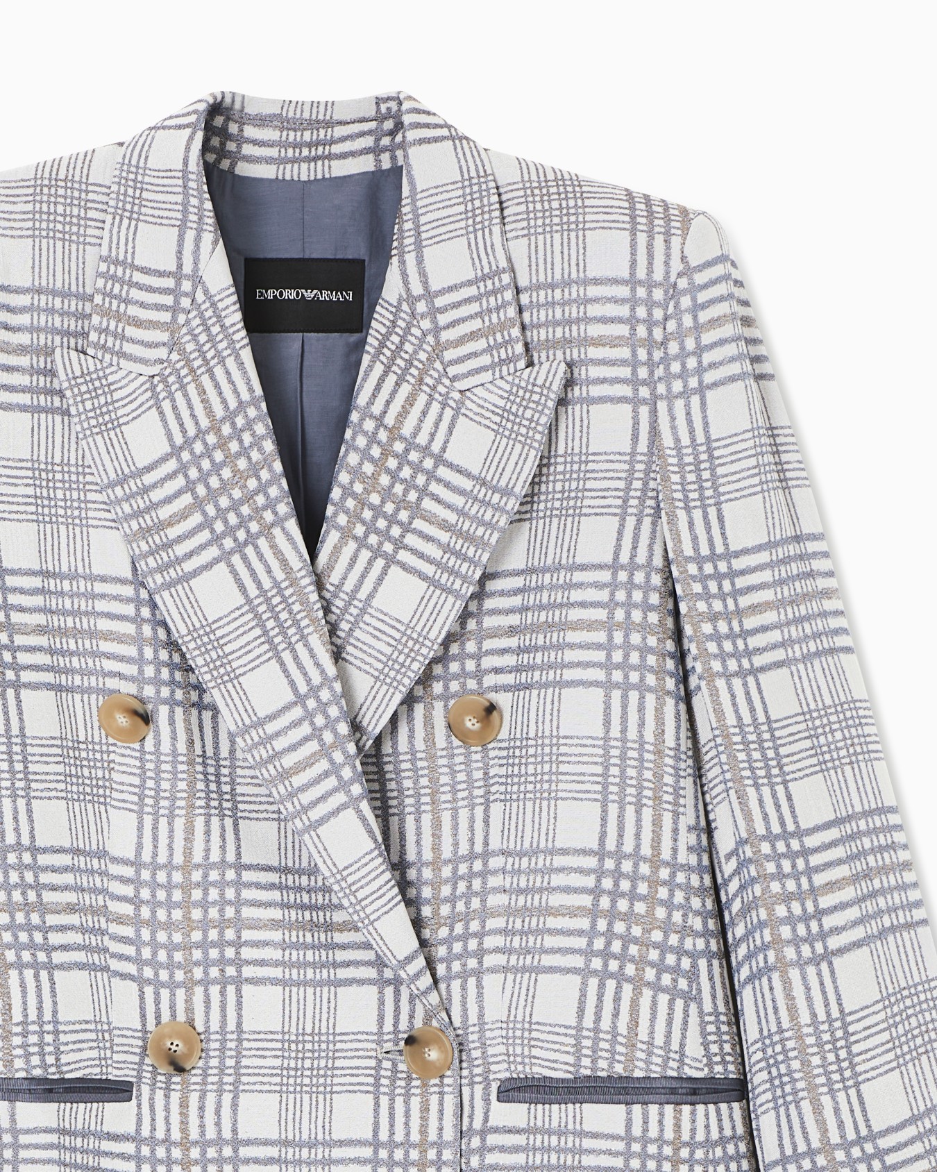 Double-breasted blazer in a check-motif jacquard fabric Slide 4