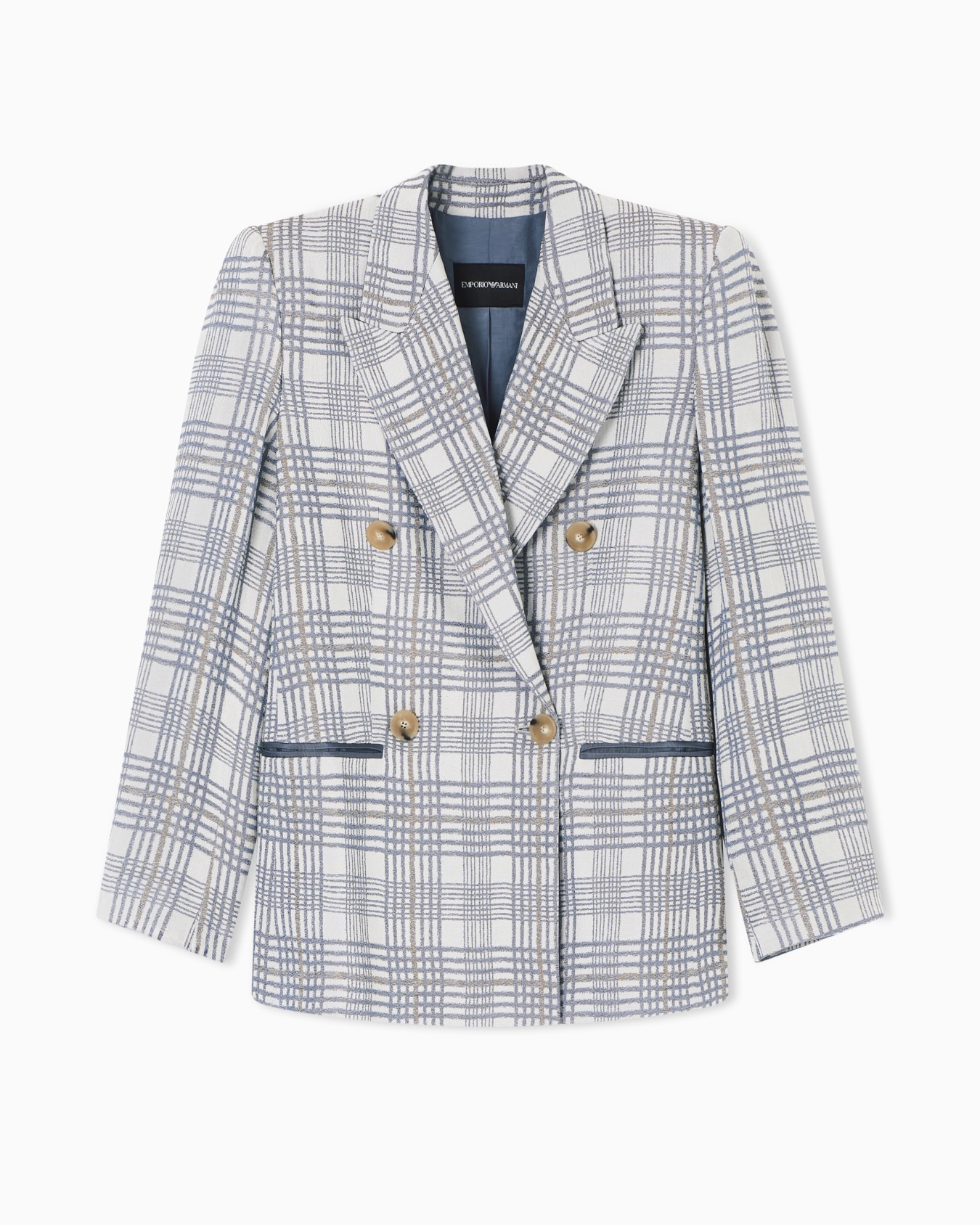 Double-breasted blazer in a check-motif jacquard fabric Slide 0
