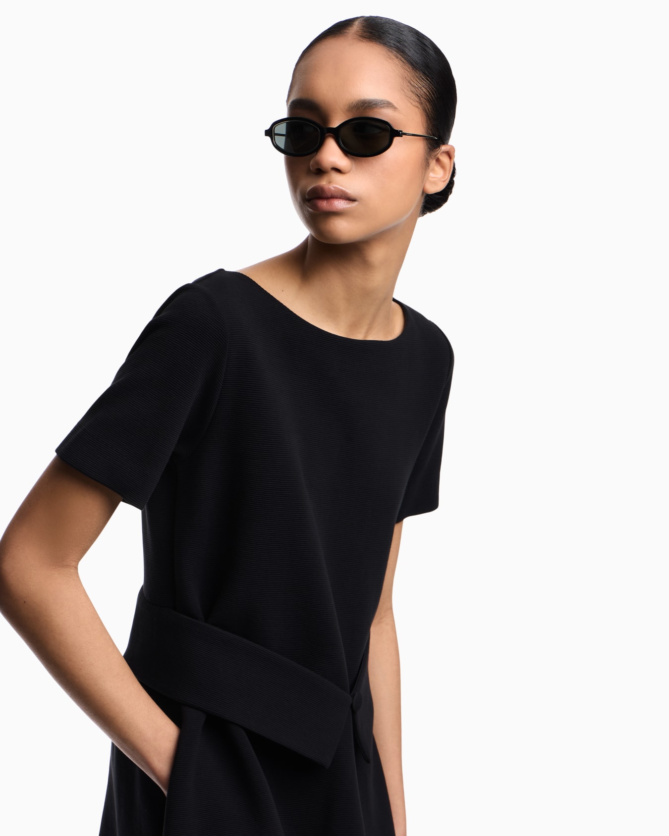 Ottoman jersey flared dress Slide 3