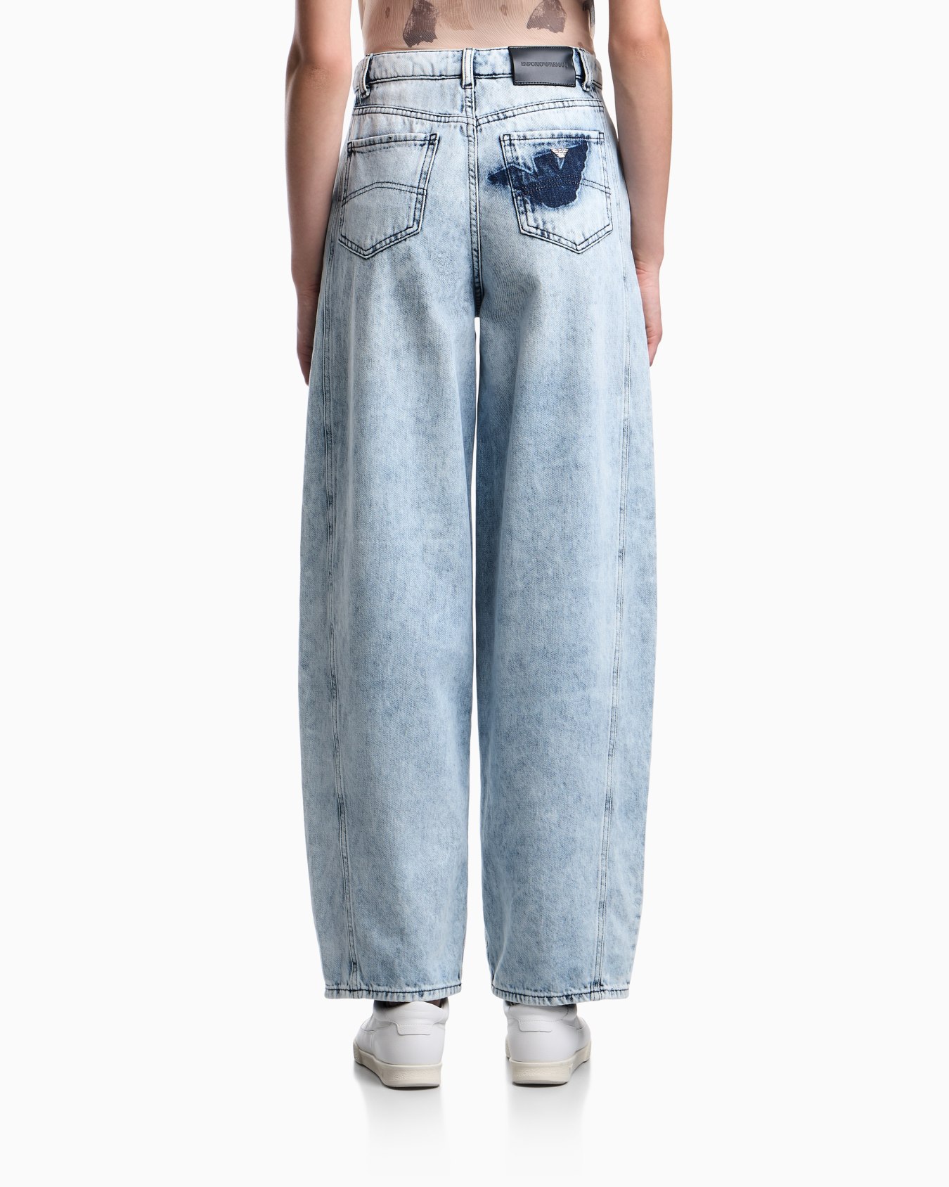 J3I relaxed-fit jeans in vintage look denim with eagle stencil Slide 3