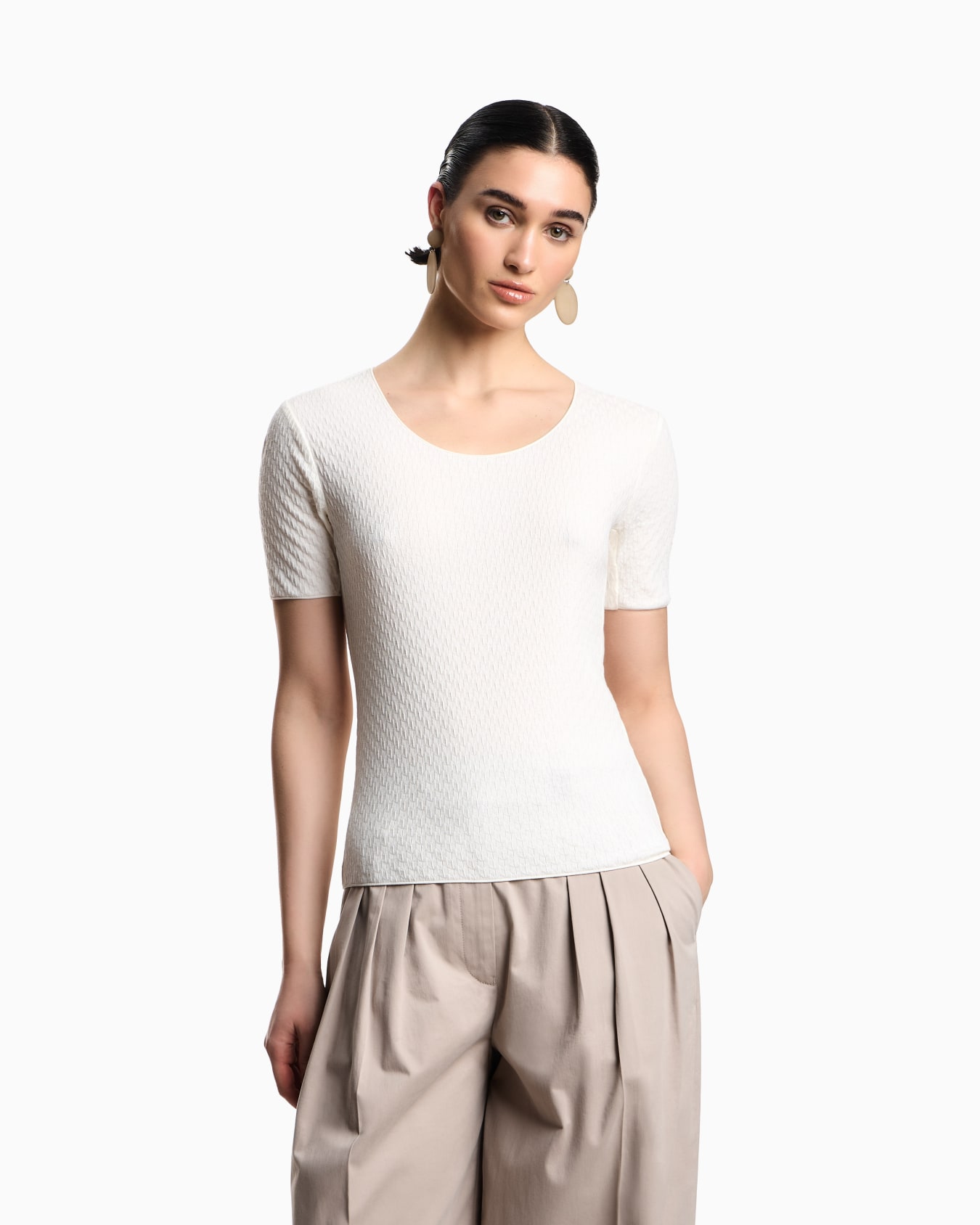 Jacquard jersey jumper with embossed pattern Slide 3