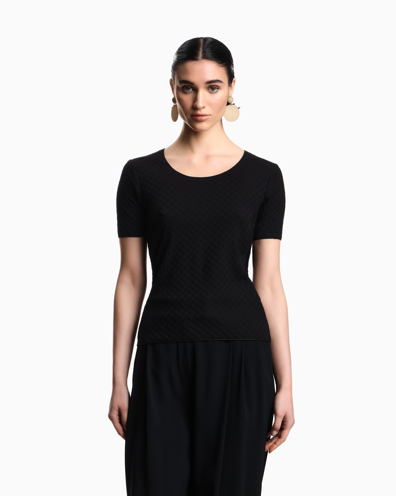 Jacquard jersey jumper with embossed pattern Slide 3