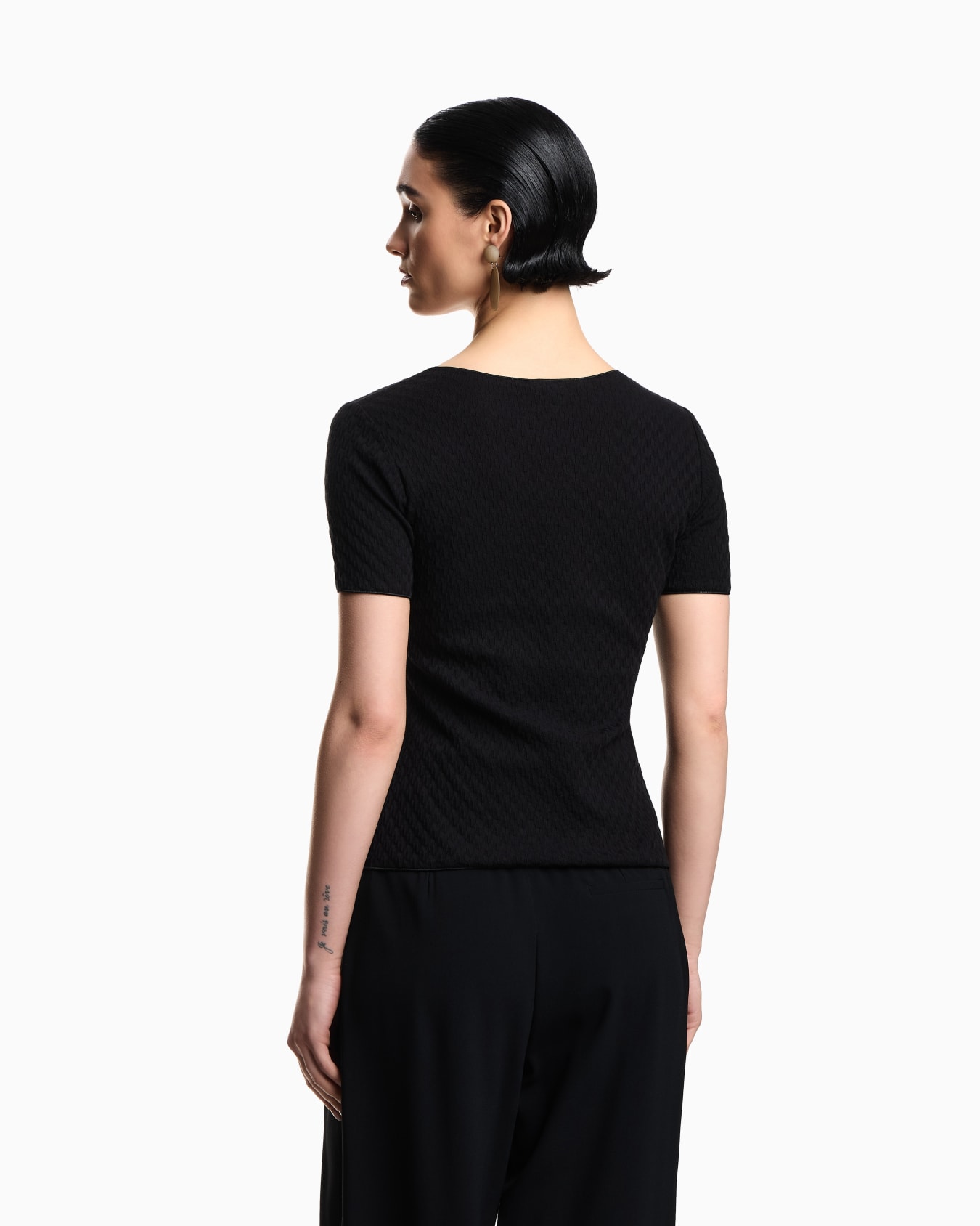 Jacquard jersey jumper with embossed pattern Slide 2