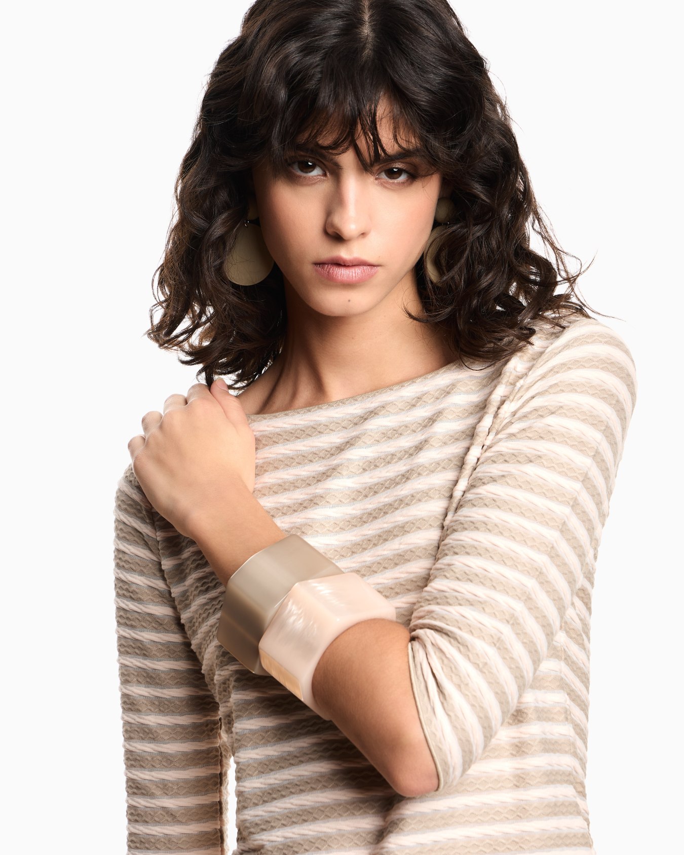 3/4 sleeve shirt in striped jacquard jersey with pattern Diapositiva 4