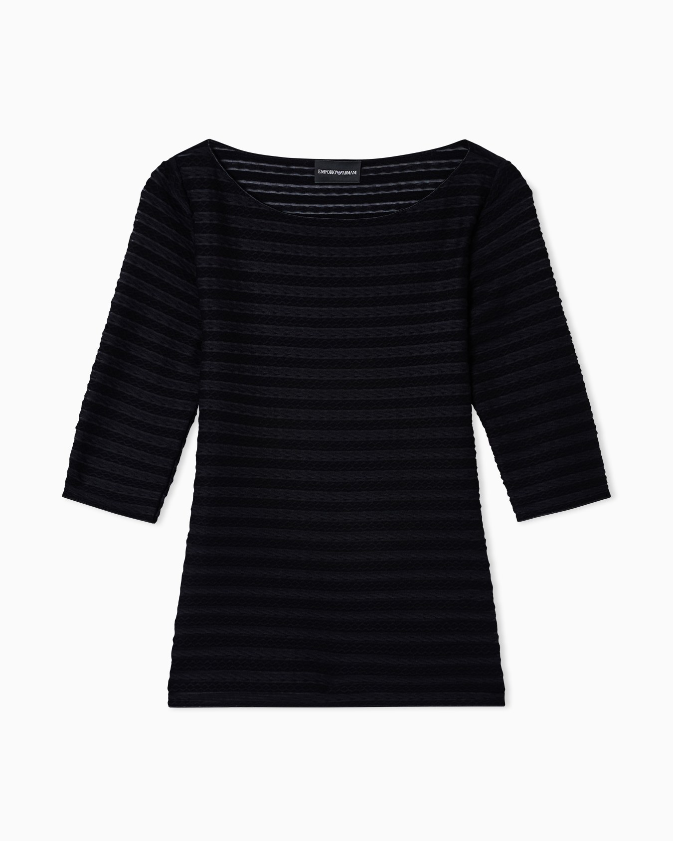 3/4 sleeve shirt in striped jacquard jersey with pattern Diapositiva 0