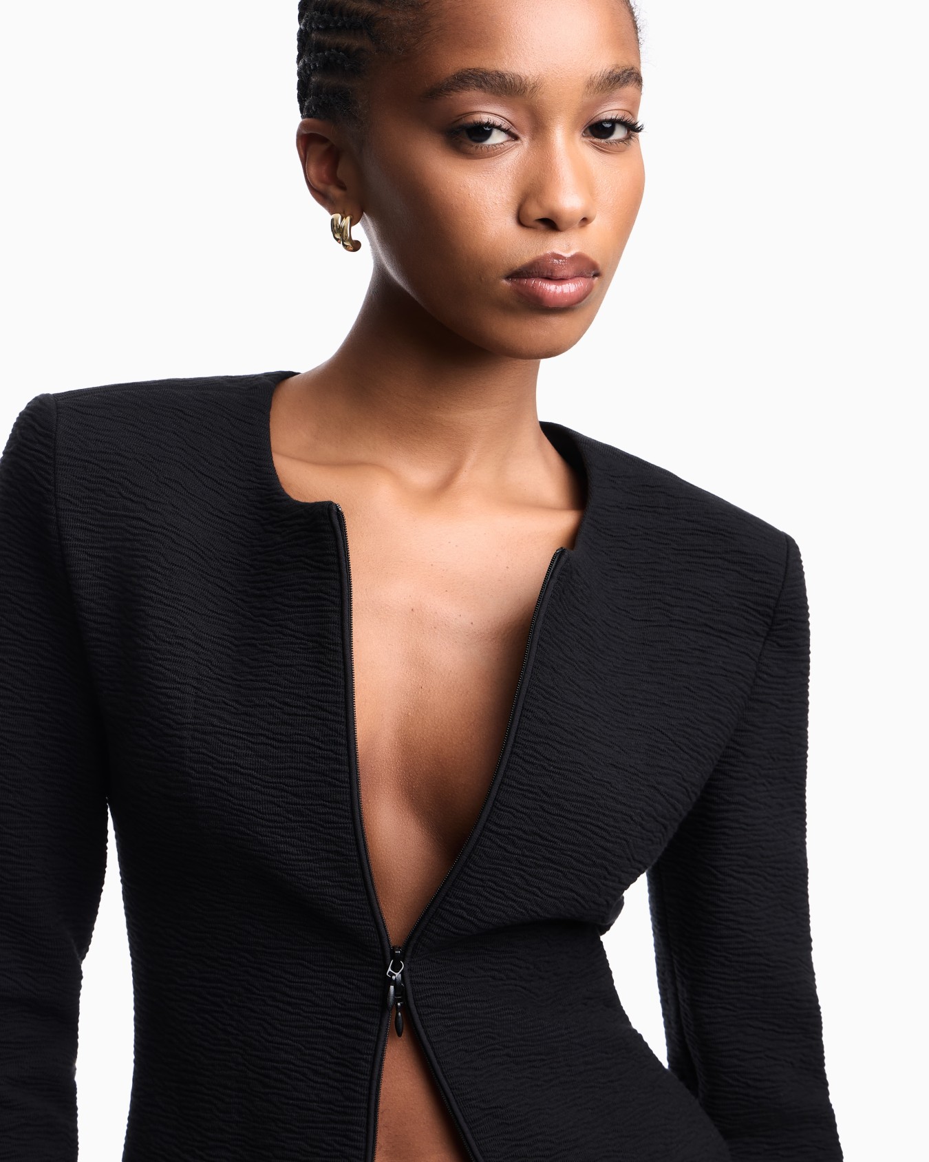 Chaqueta con cremallera de punto gofrado Diapositiva 4