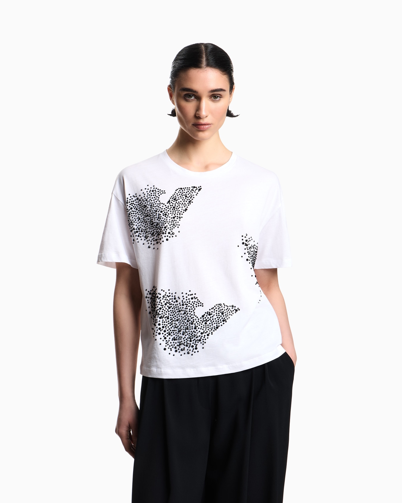 T-shirt en jersey avec aigle en strass ASV Diapositive 3