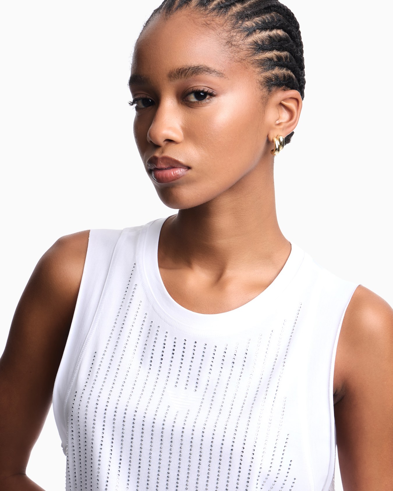 Mercerised tank top with rhinestones Slide 4