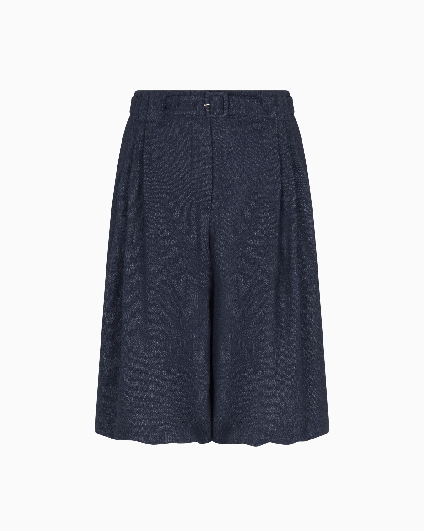 Bermuda shorts with darts and belt in mouliné flannel Slide 0