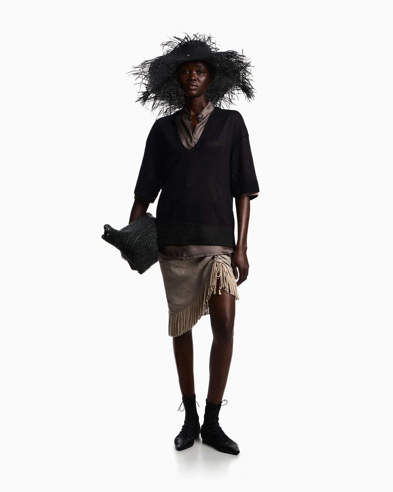 Linen canvas midi skirt Slide 2