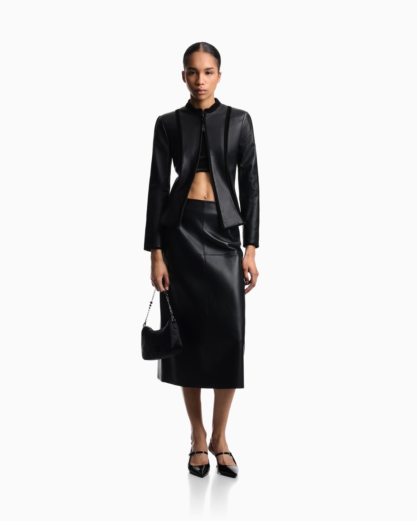 ASV vegetable-tanned nappa lambskin midi skirt Slide 1