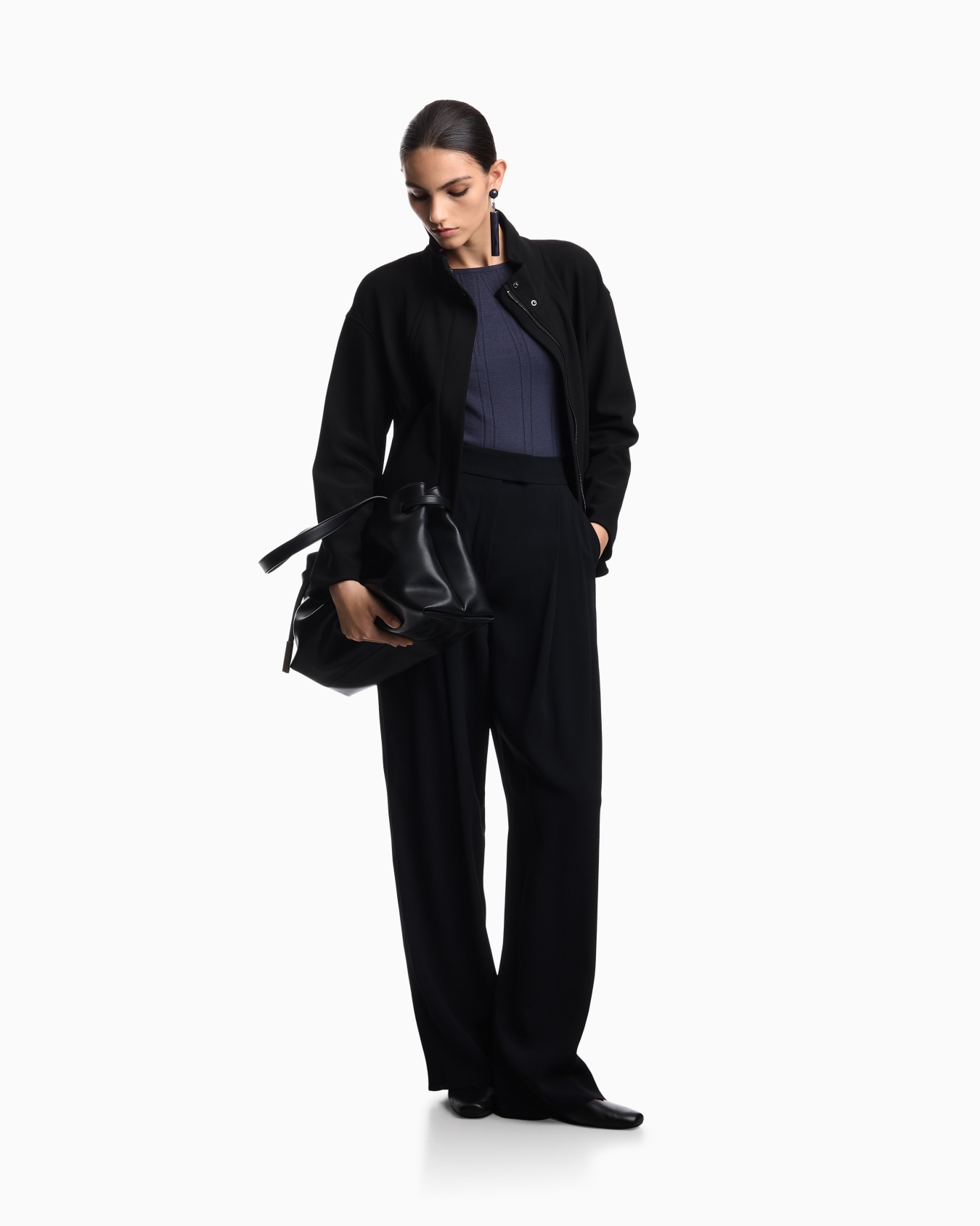 Boat-neck jumper with a links-stitch motif Slide 1