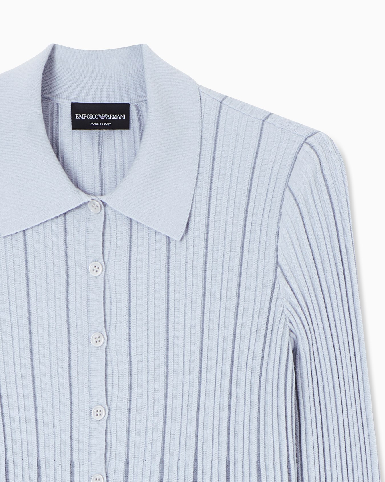 Cardigan collo classico in maglia a coste vanisé Slide 4