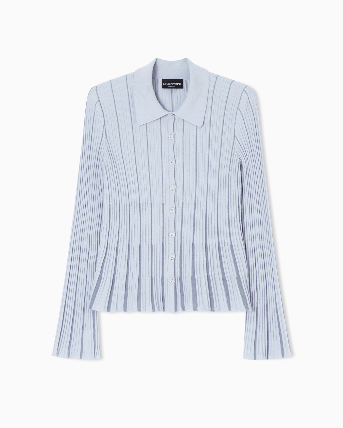 Cardigan collo classico in maglia a coste vanisé Slide 0