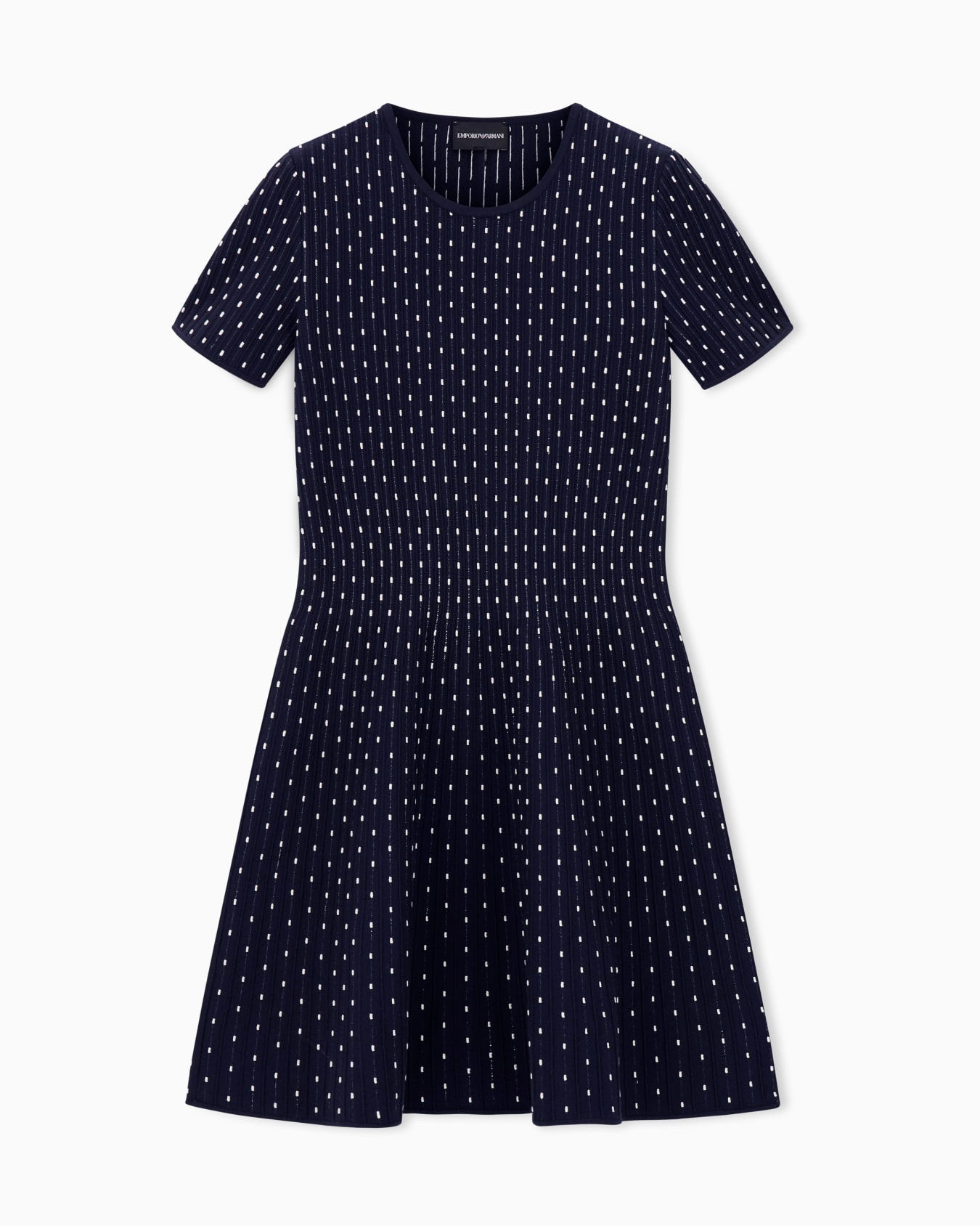Abito corto in maglia unita di viscosa jacquard a pois Slide 0