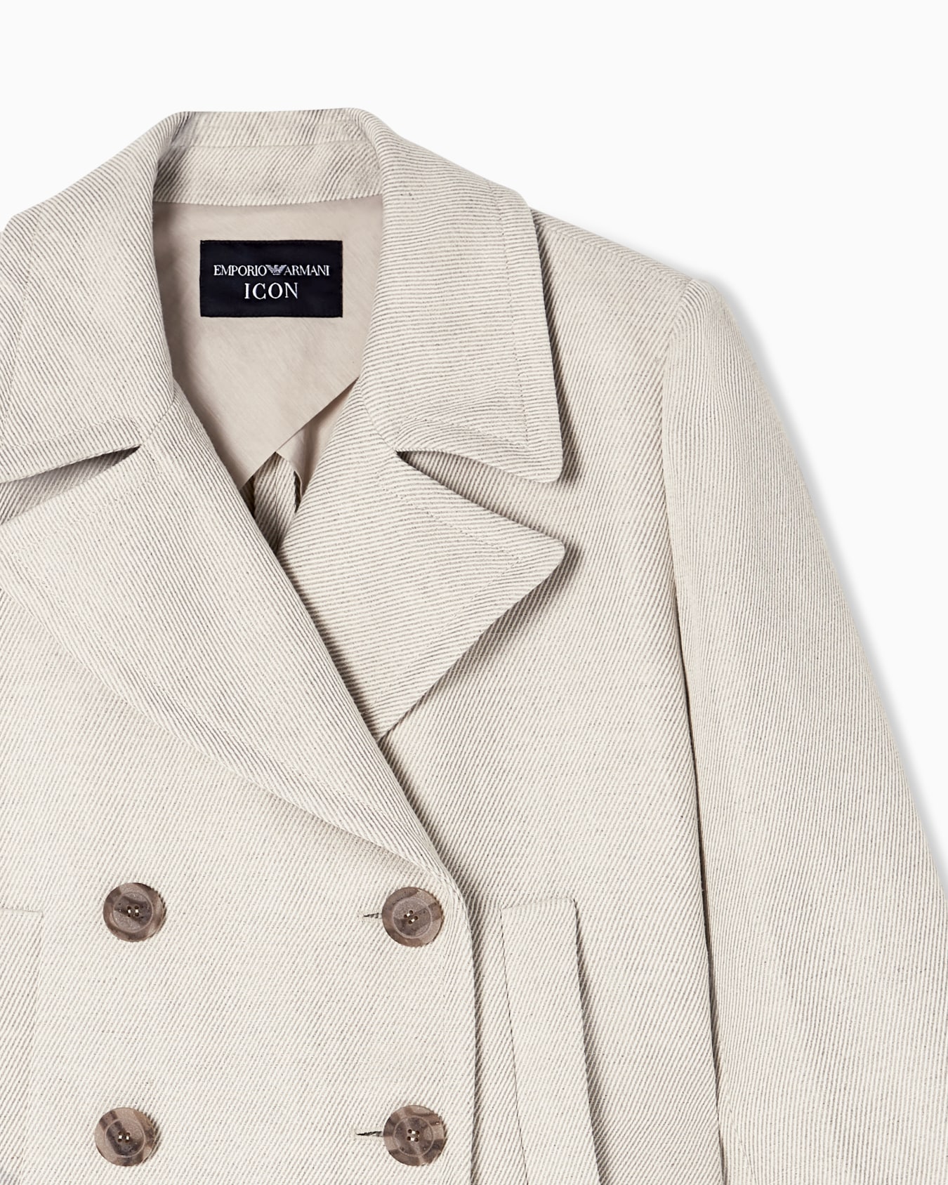 Double-breasted pea coat in linen blend cavalry Slide 4