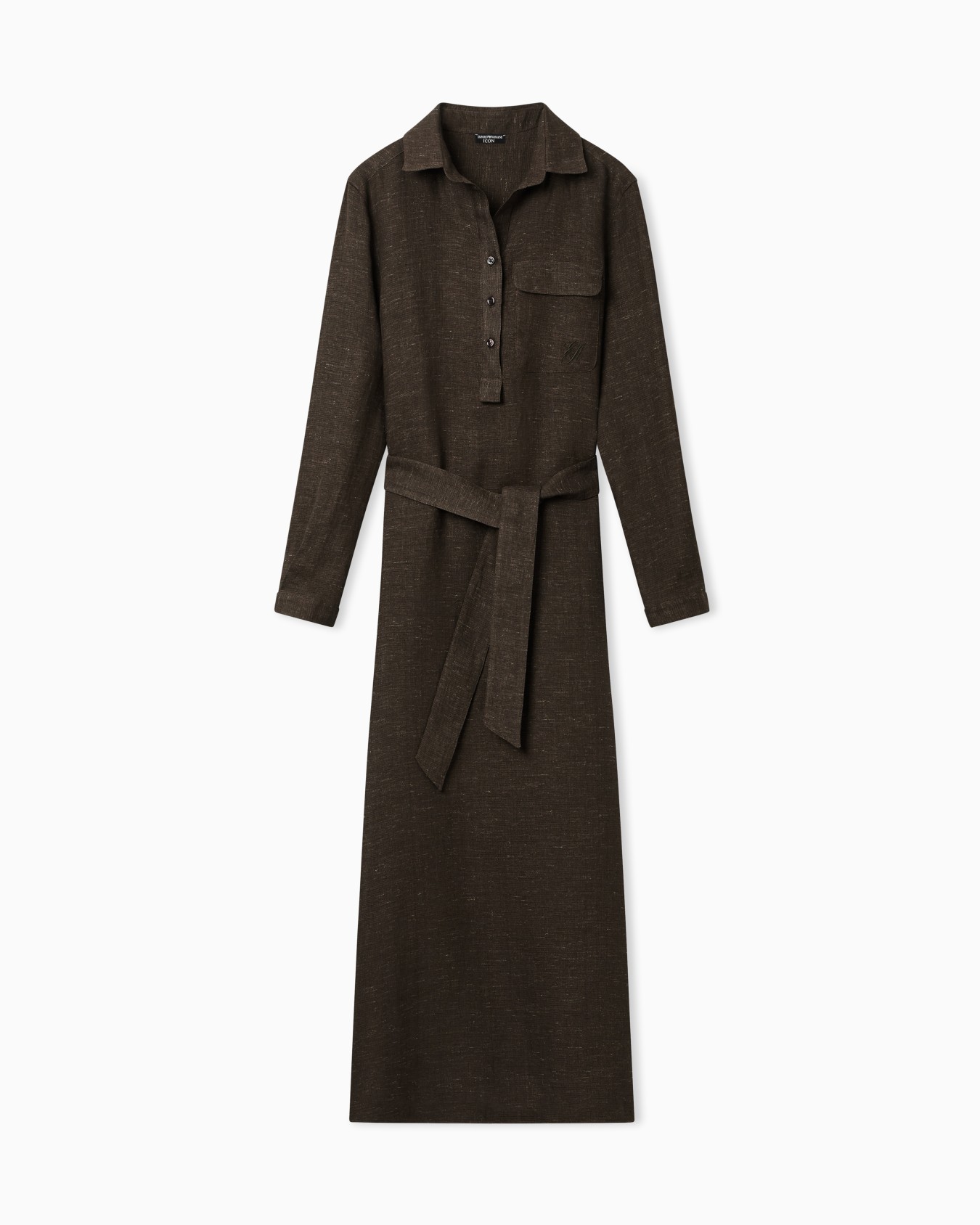 Icon linen chambray dress with sash Slide 0