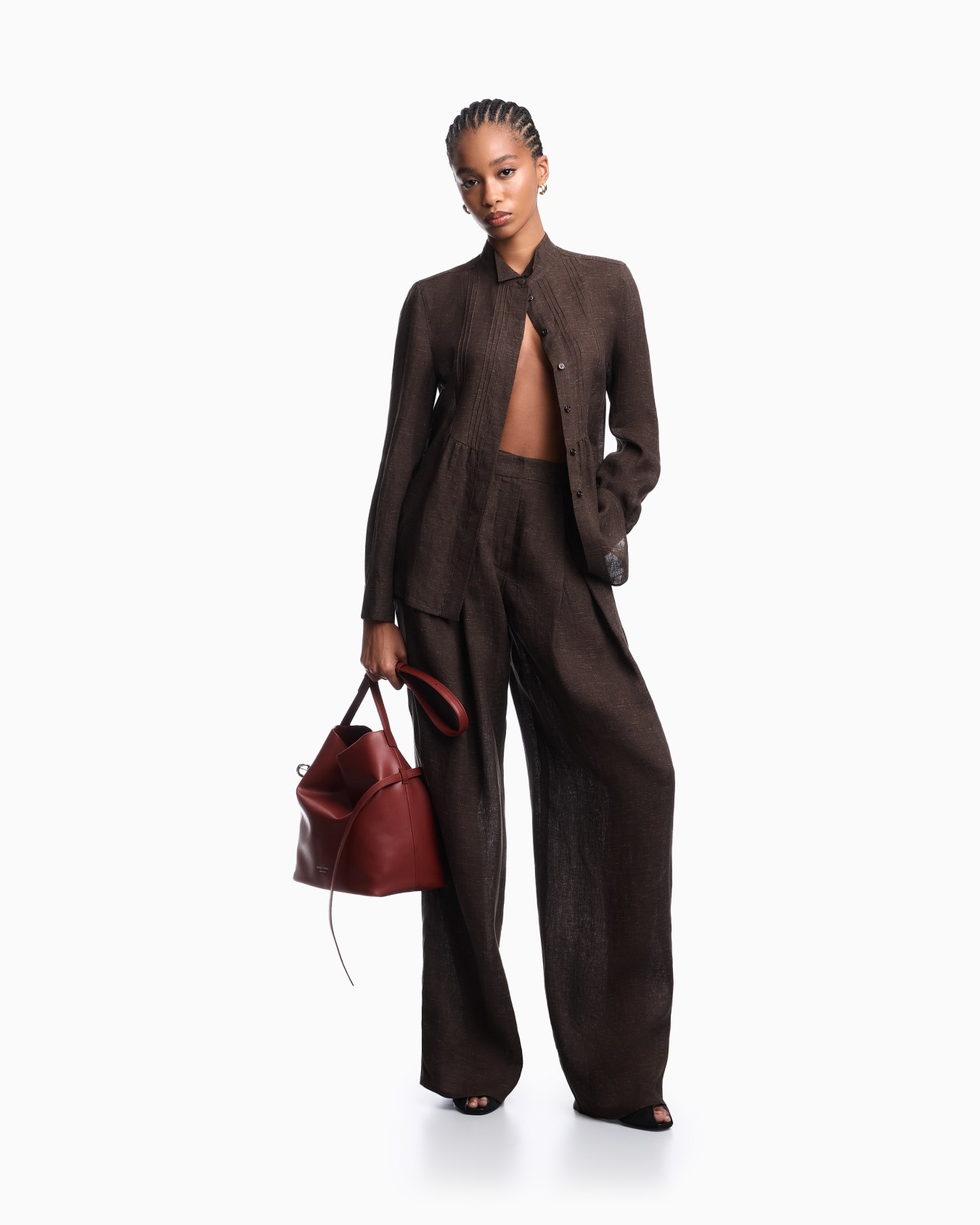 Icon シャツ リネンシャンブレー プラストロン スライドする 1