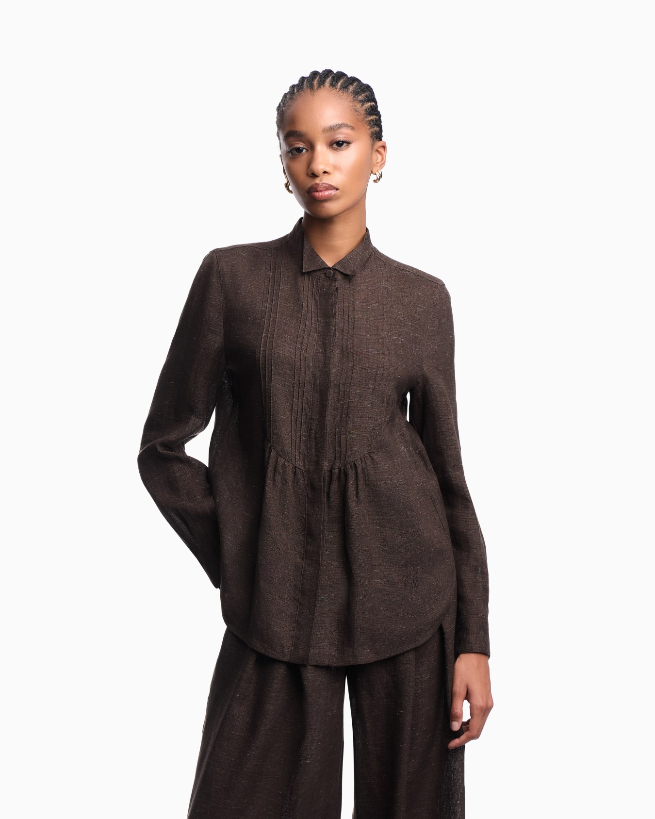 Icon シャツ リネンシャンブレー プラストロン スライドする 3