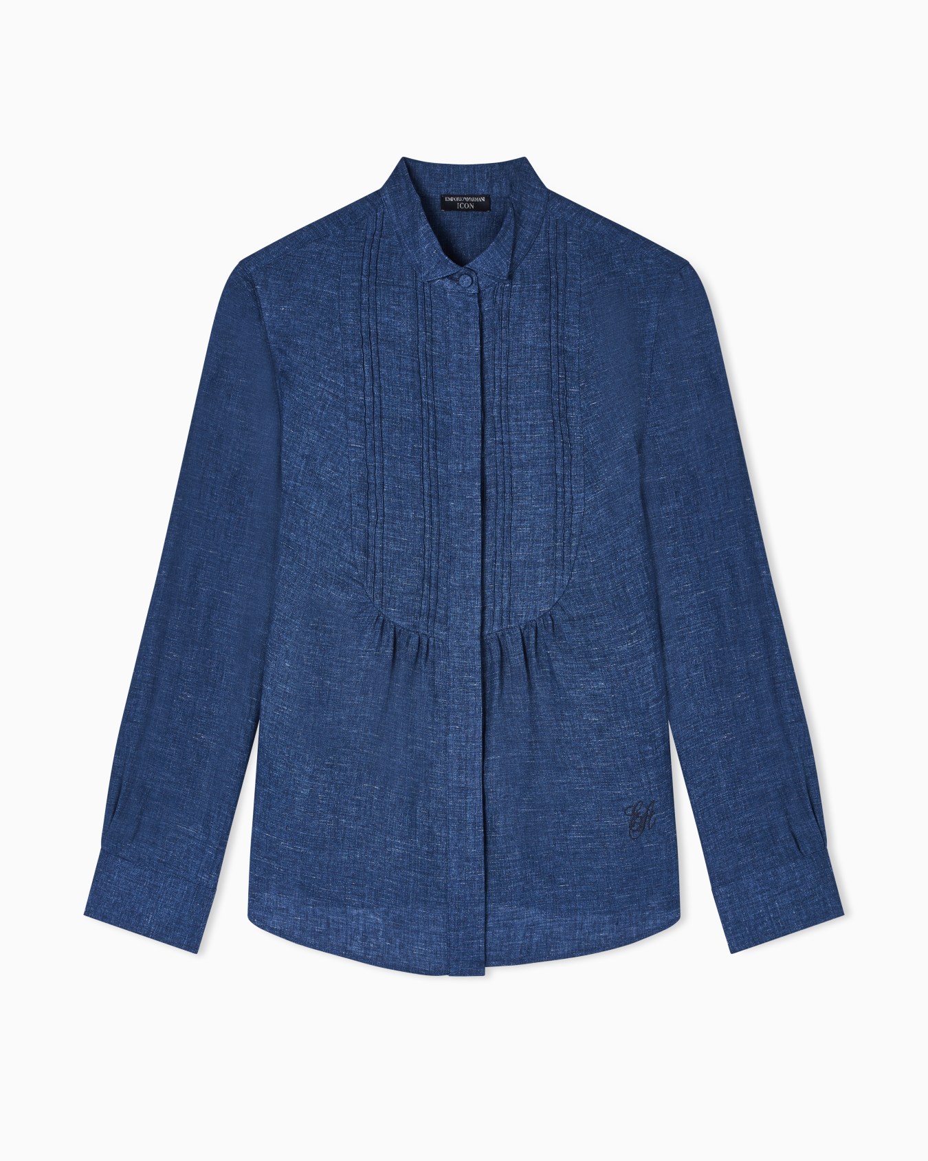 Shirt with plastron in Icon linen chambray Slide 0