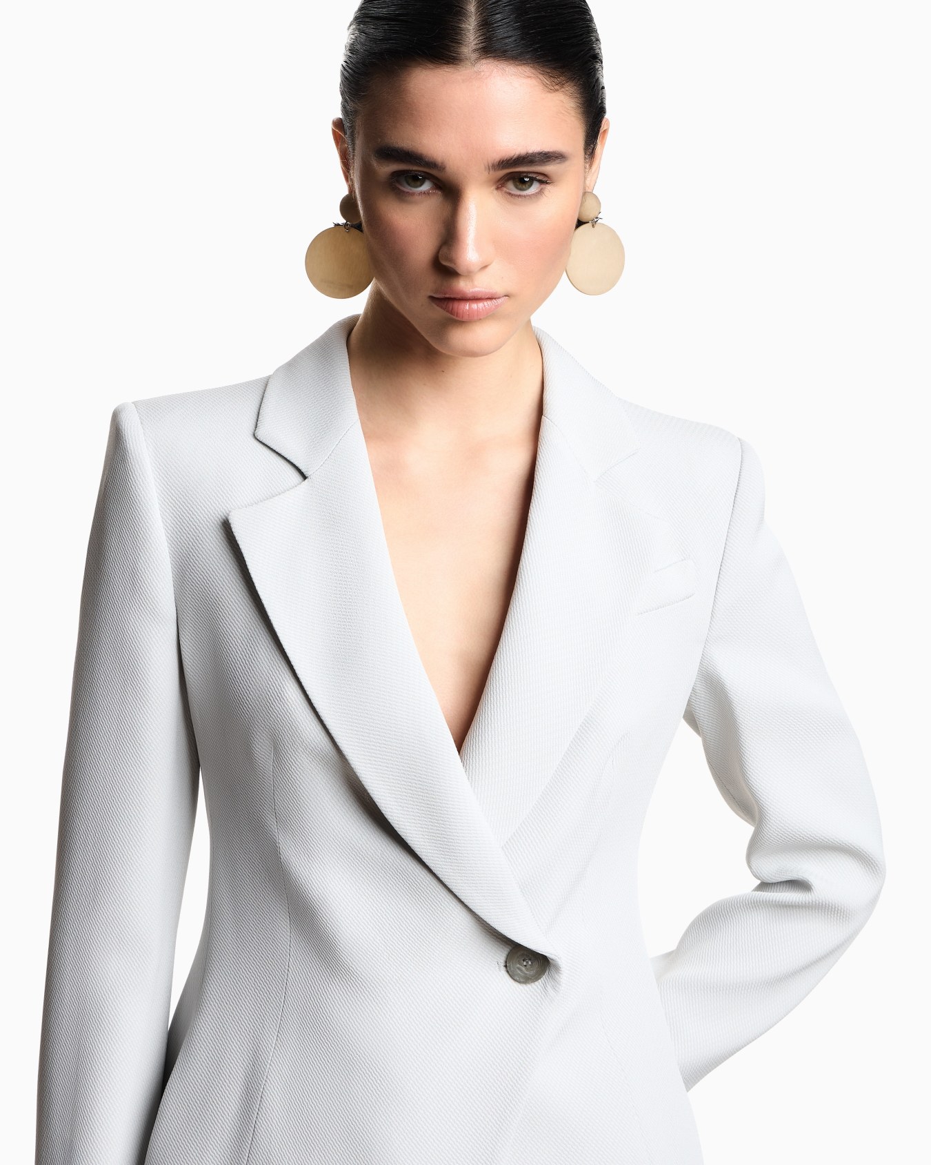 Icon single-breasted jacket in flowing, armure fabric Slide 4