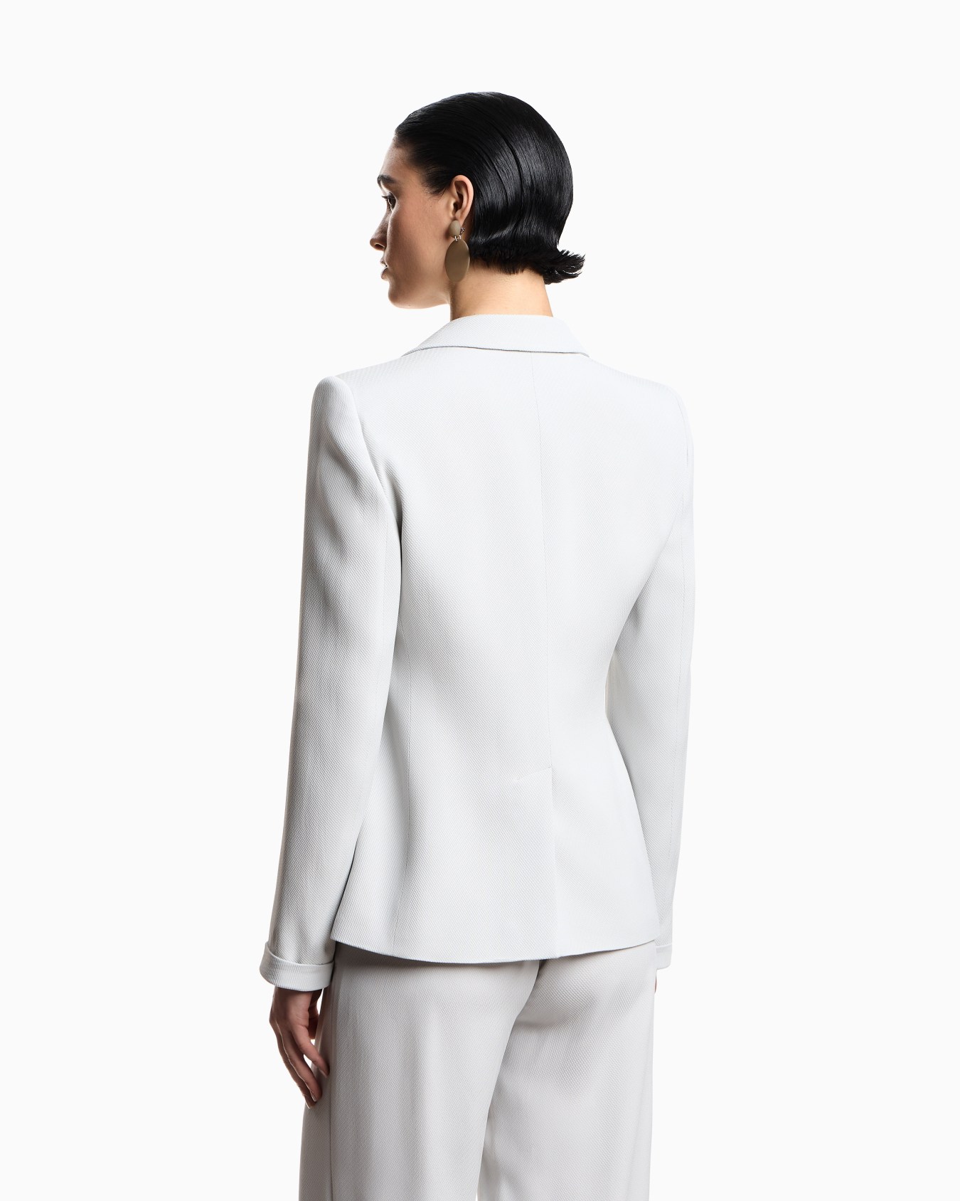 Icon single-breasted jacket in flowing, armure fabric Slide 2